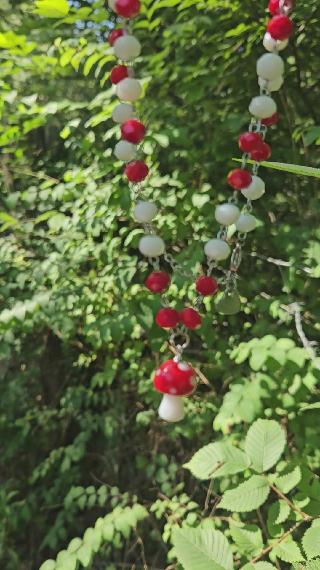Red & White Mushroom Charm Necklace