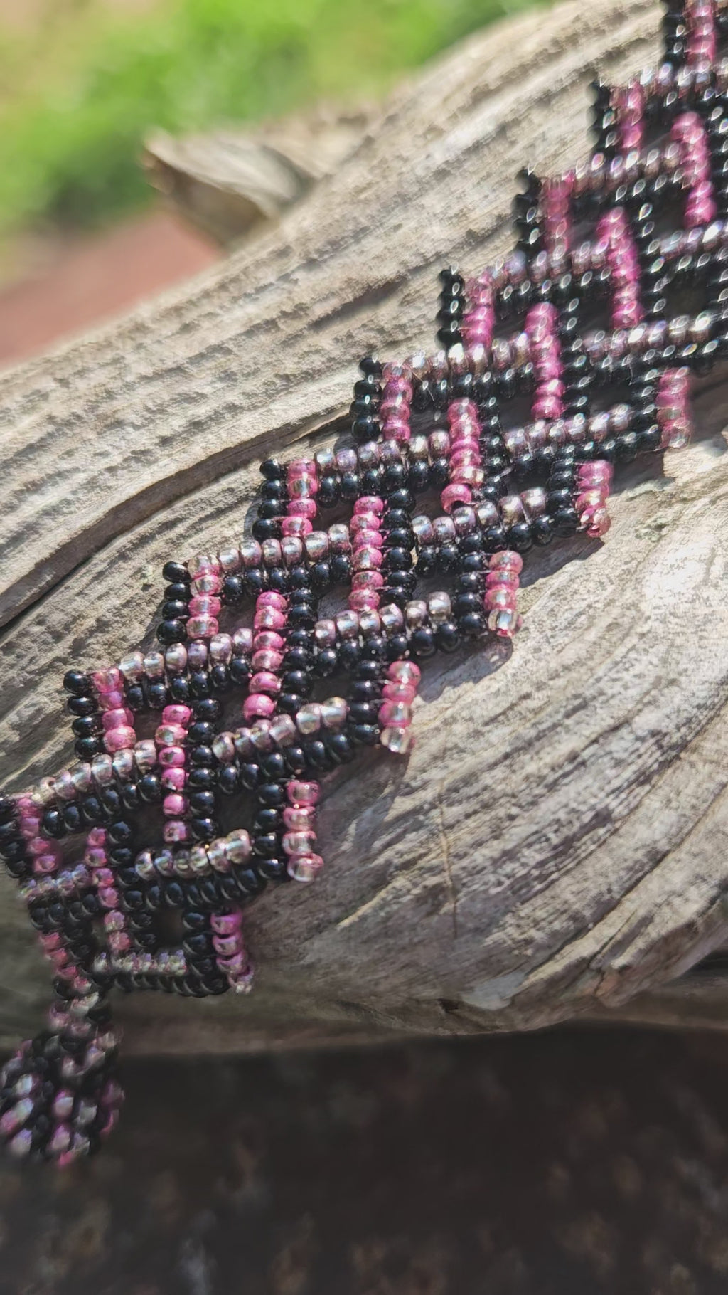 Midnight Rose Beaded Cuff Bracelet