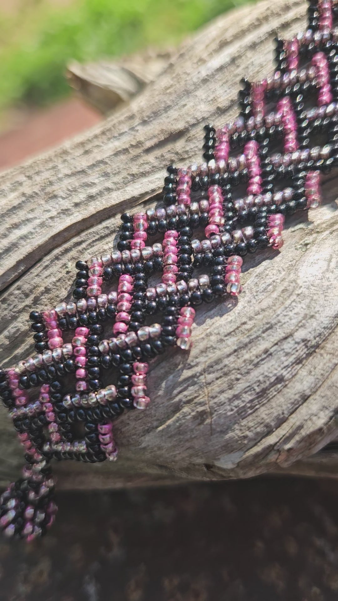 Midnight Rose Beaded Cuff Bracelet