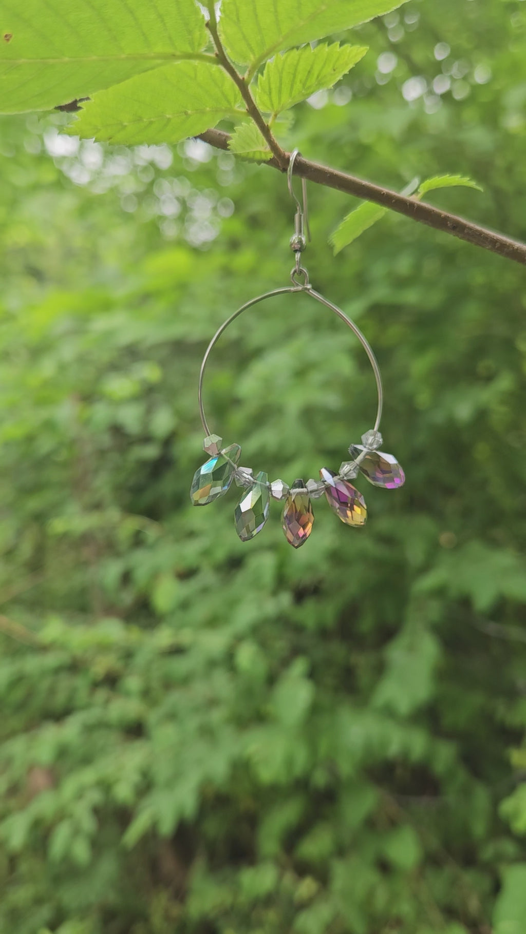 Crystal tear drop hoop earrings