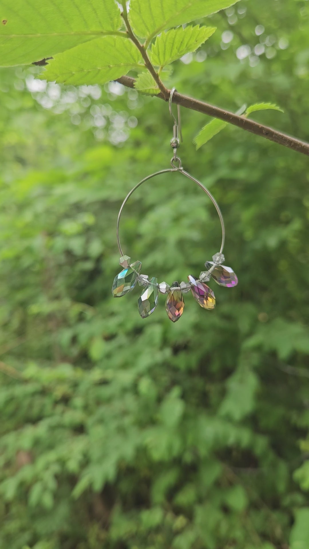 Crystal tear drop hoop earrings