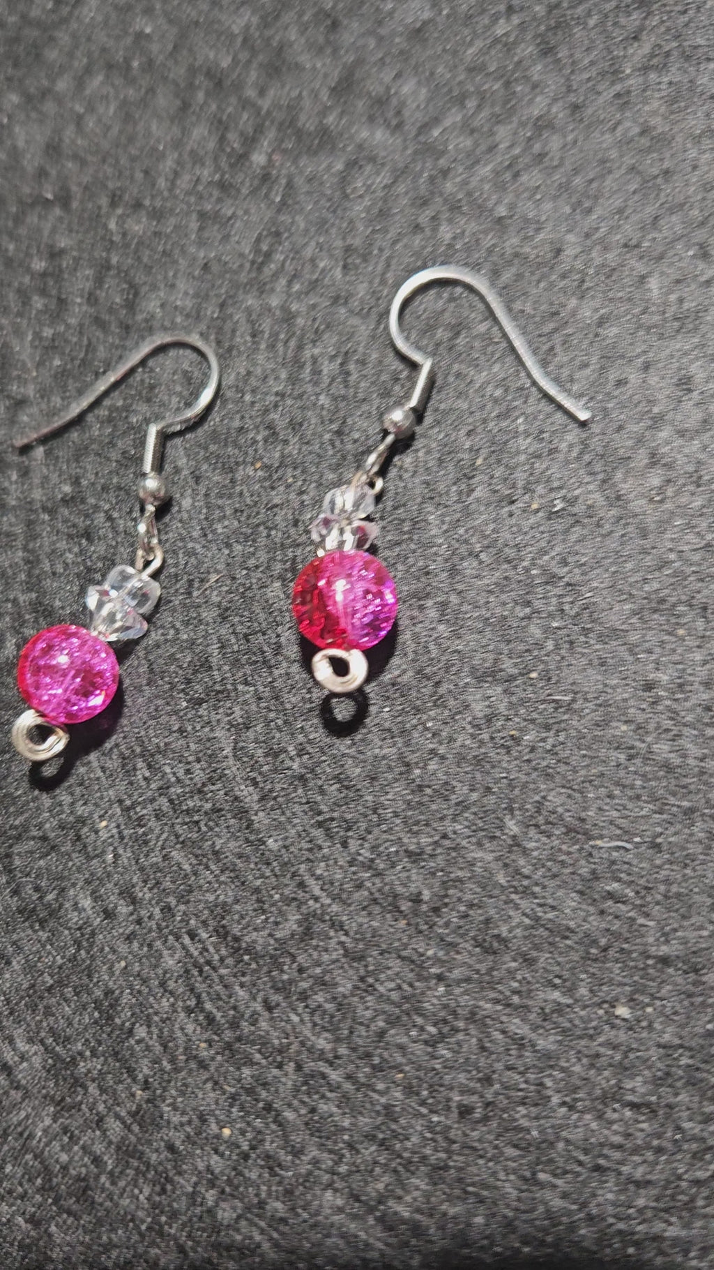 Red and pink dangle earrings
