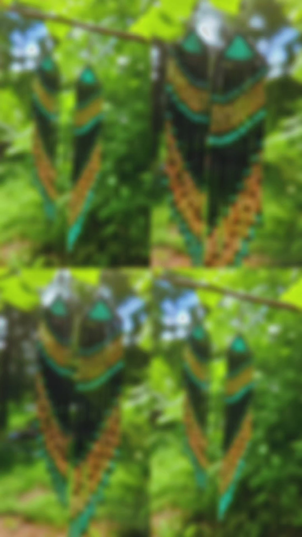 Handmade turquoise and gold beaded fringe earrings featuring intricate beadwork and a bold statement design. Perfect for boho fashion lovers and unique jewelry collections.