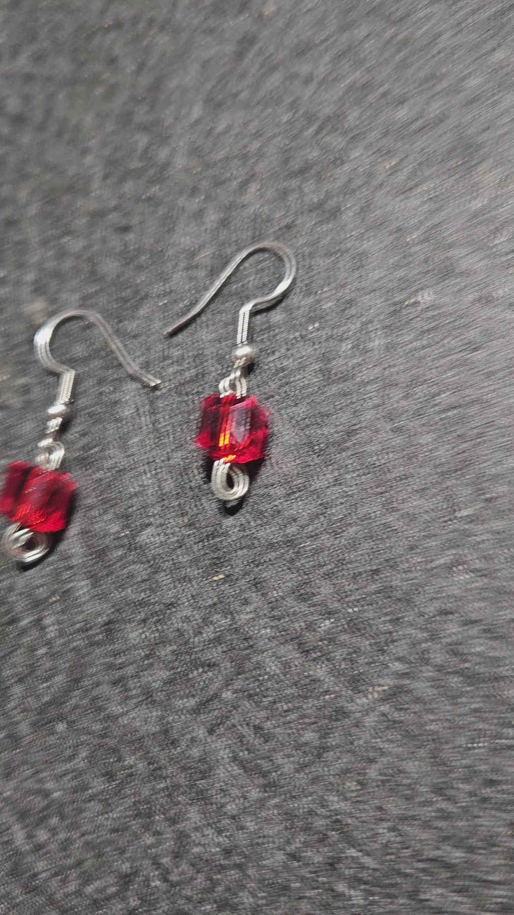 Red dangle earrings