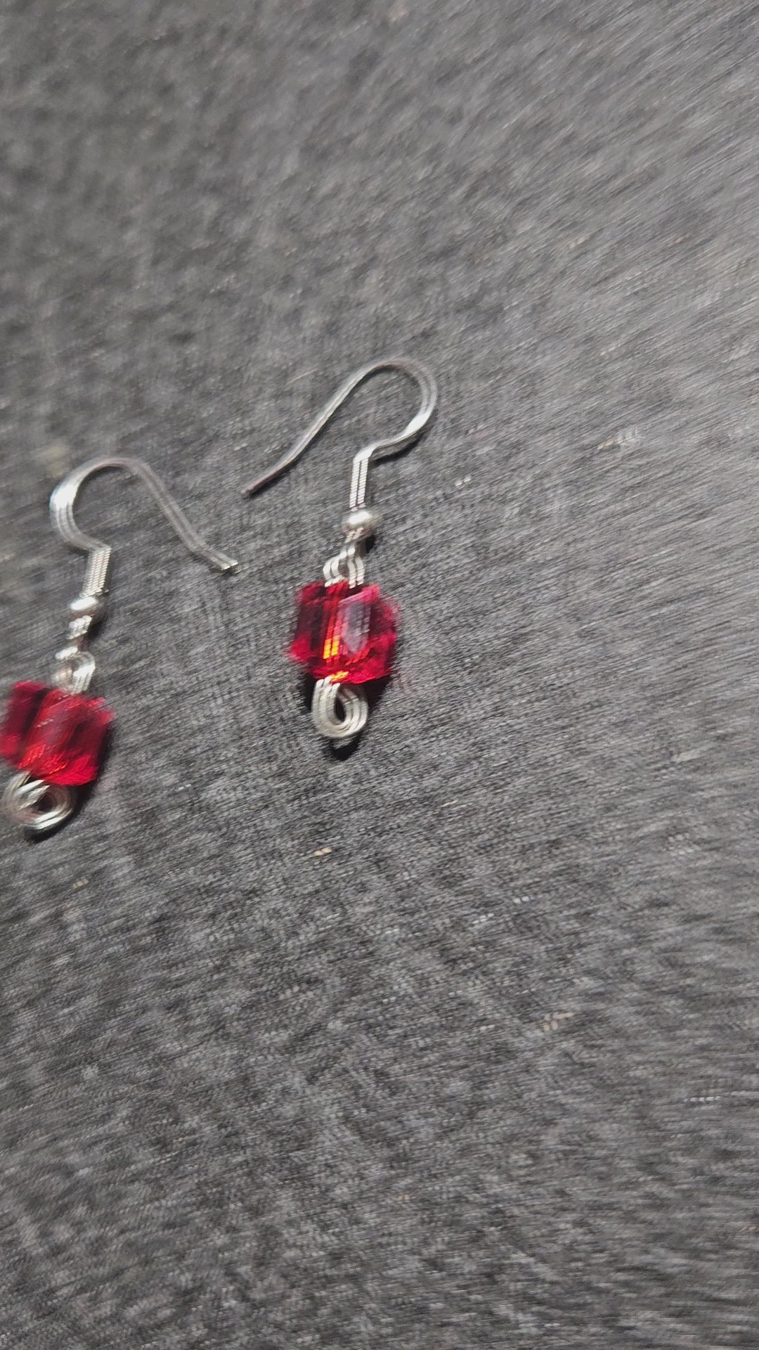 Red dangle earrings
