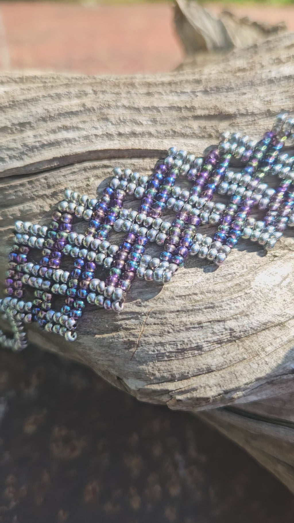 Midnight Aurora Beaded Cuff Bracelet