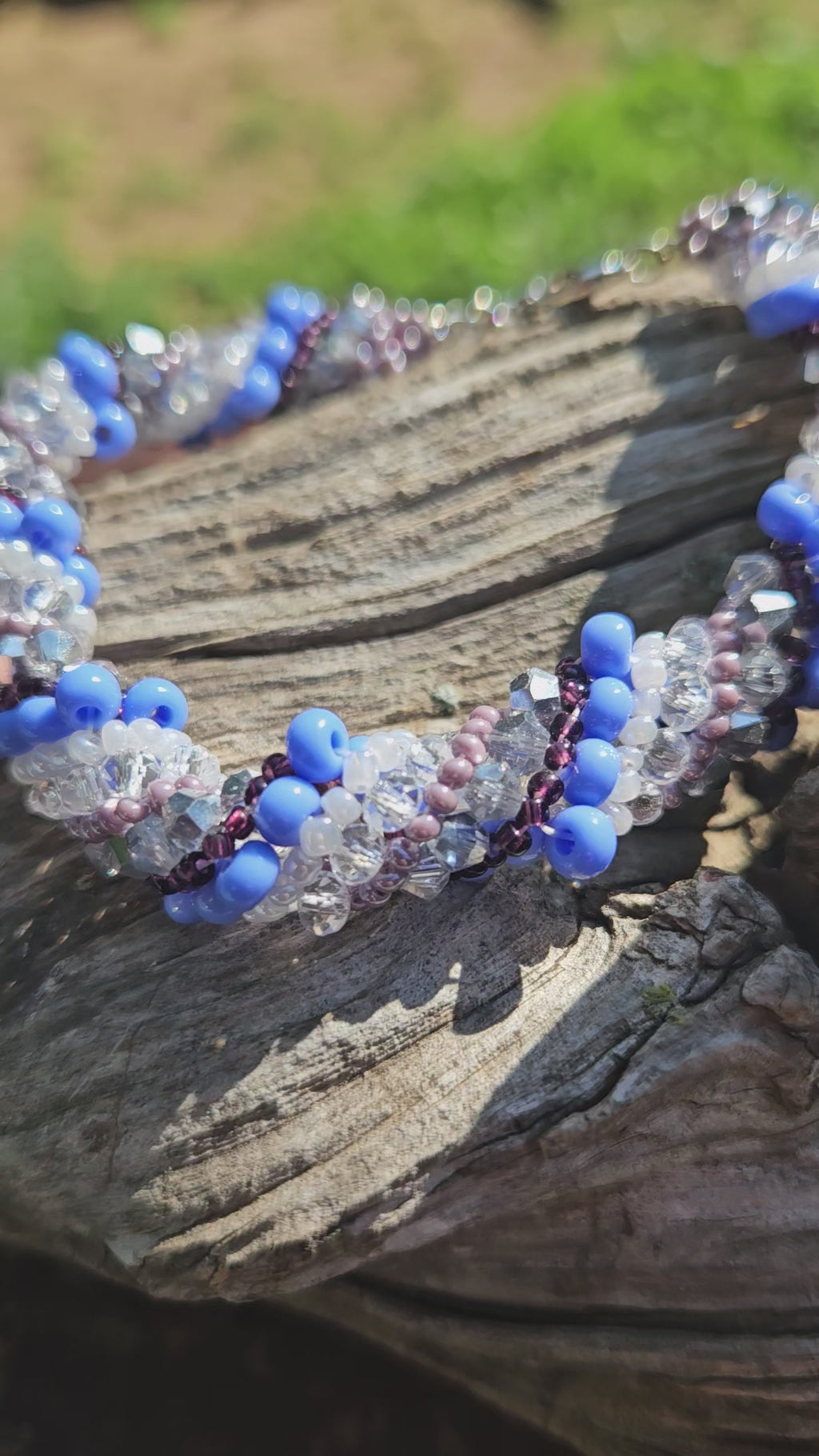 Blue Frost Spiral Beaded Bracelet