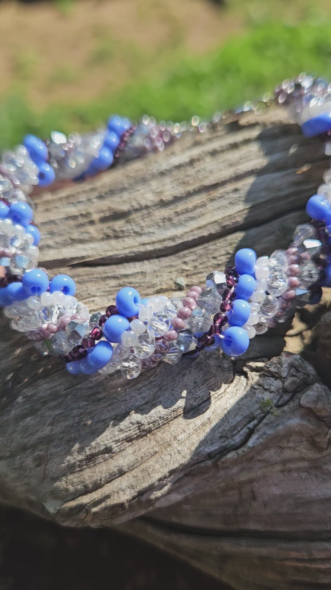 Blue Frost Spiral Beaded Bracelet