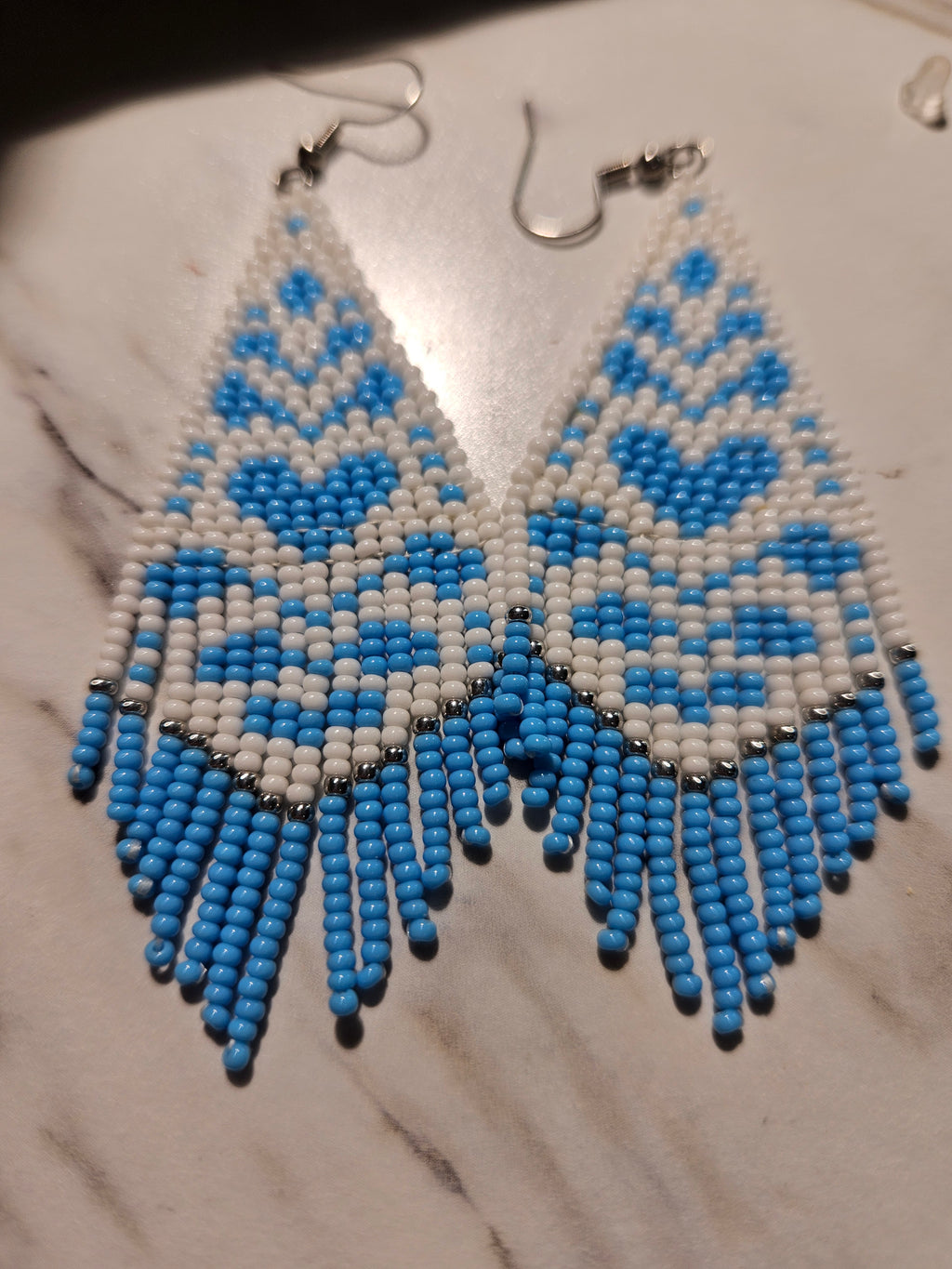 Cloud and sky fringe earrings