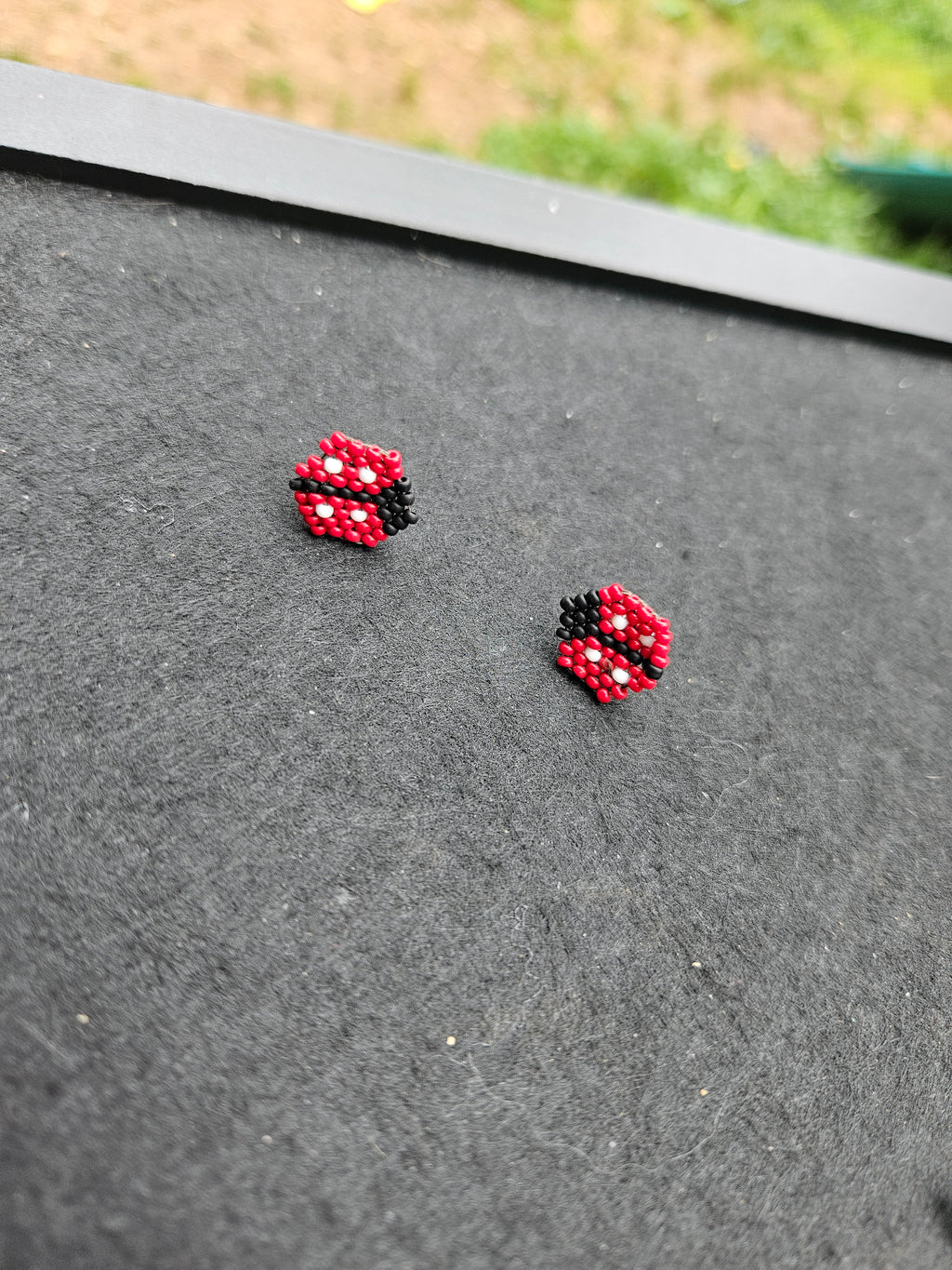 Lady bug stud earrings