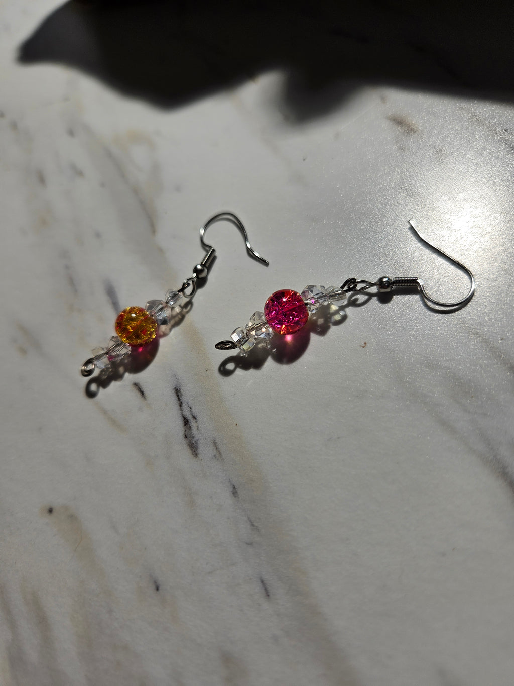 Pink lemonaide dangle earrings