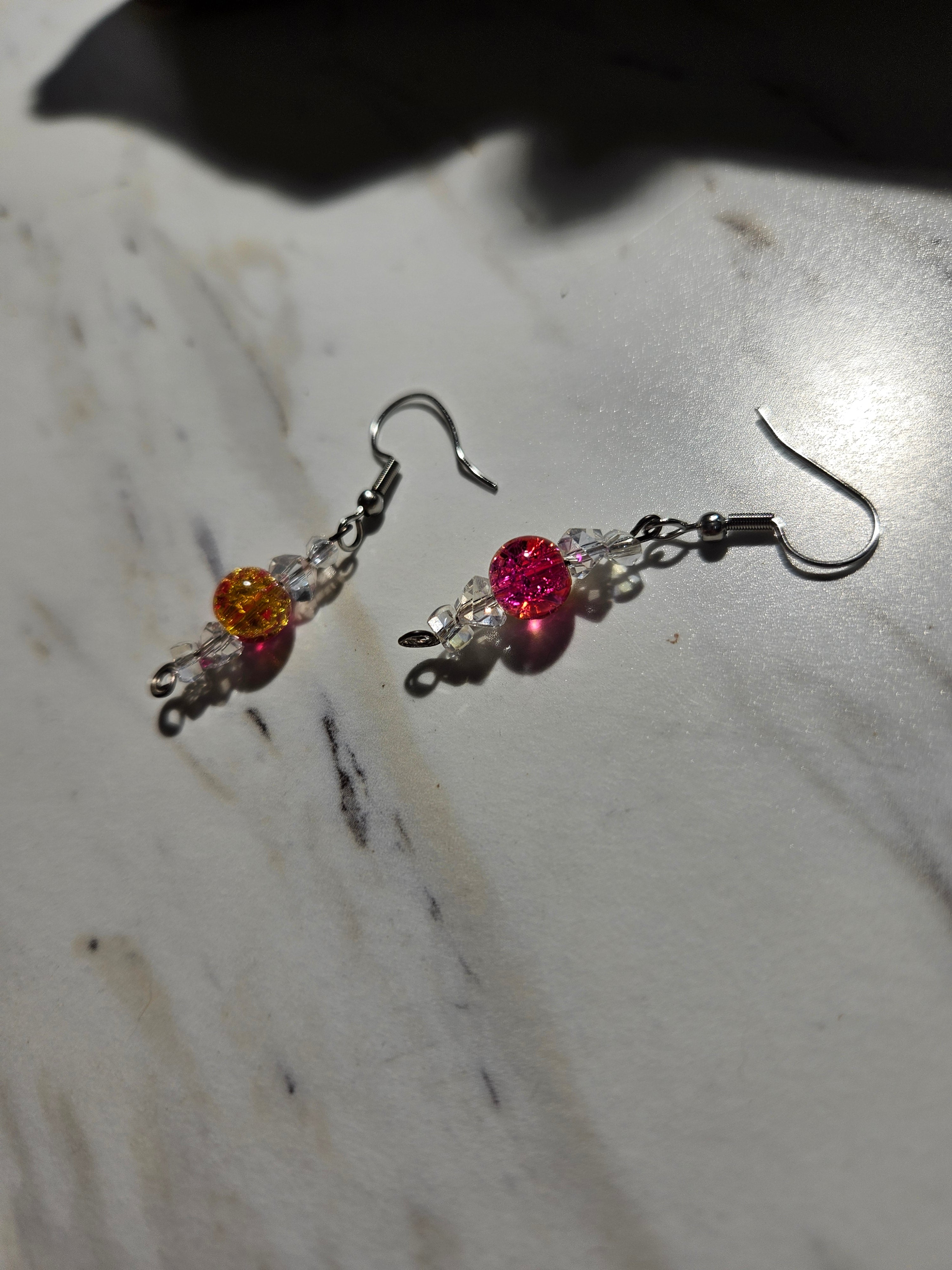 Pink lemonaide dangle earrings