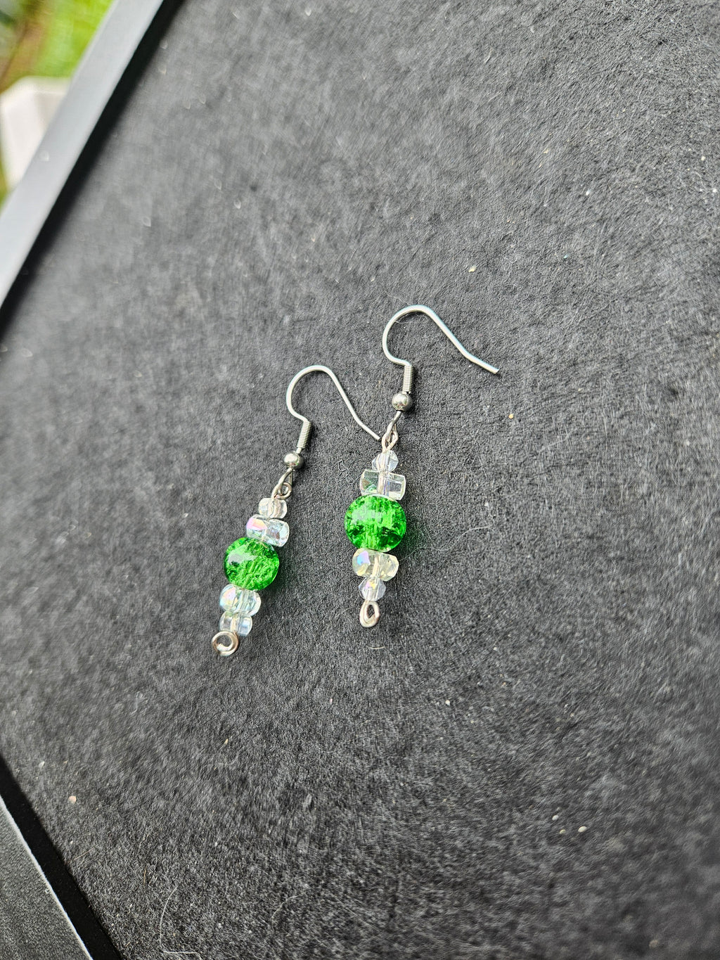 Green dangle earring