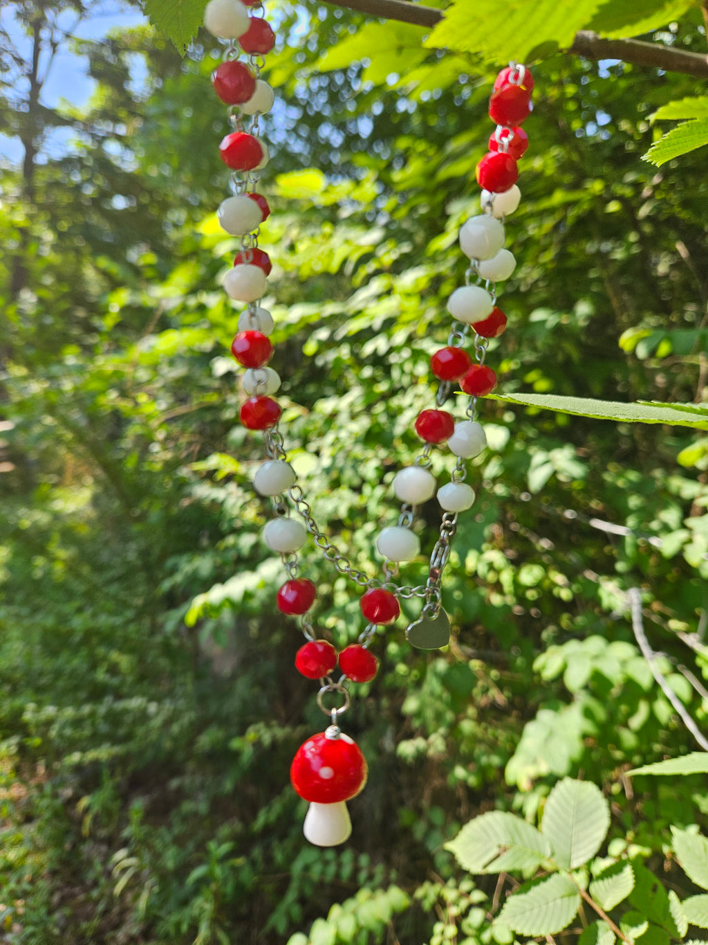 Red & White Mushroom Charm Necklace