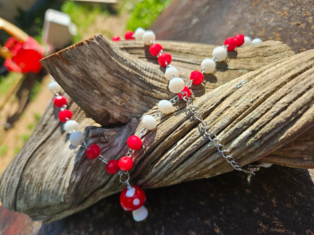 Red & White Mushroom Charm Necklace