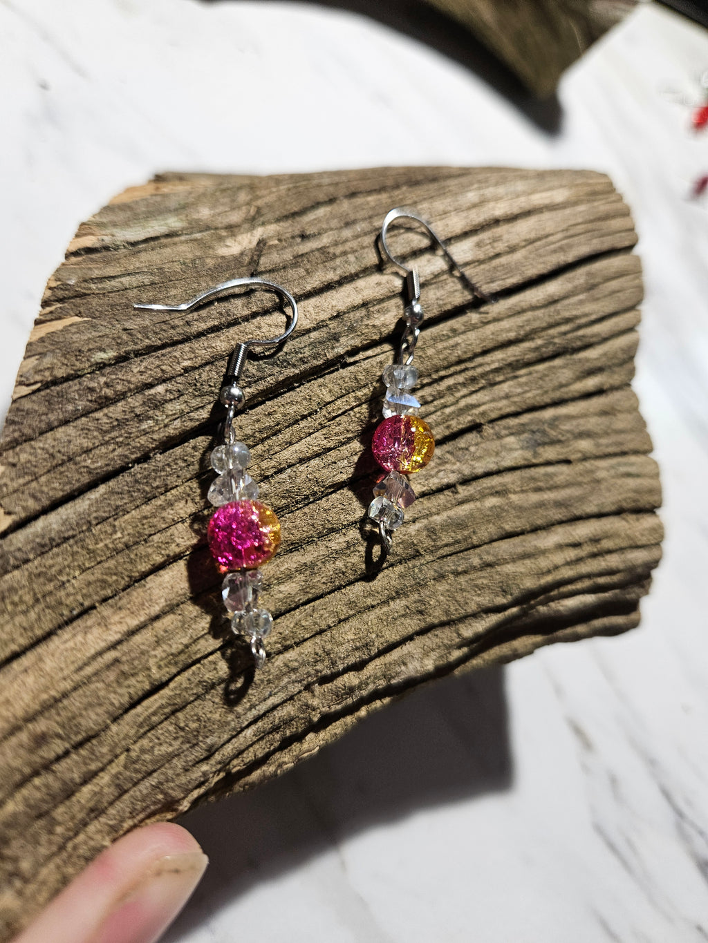 Pink lemonaide dangle earrings