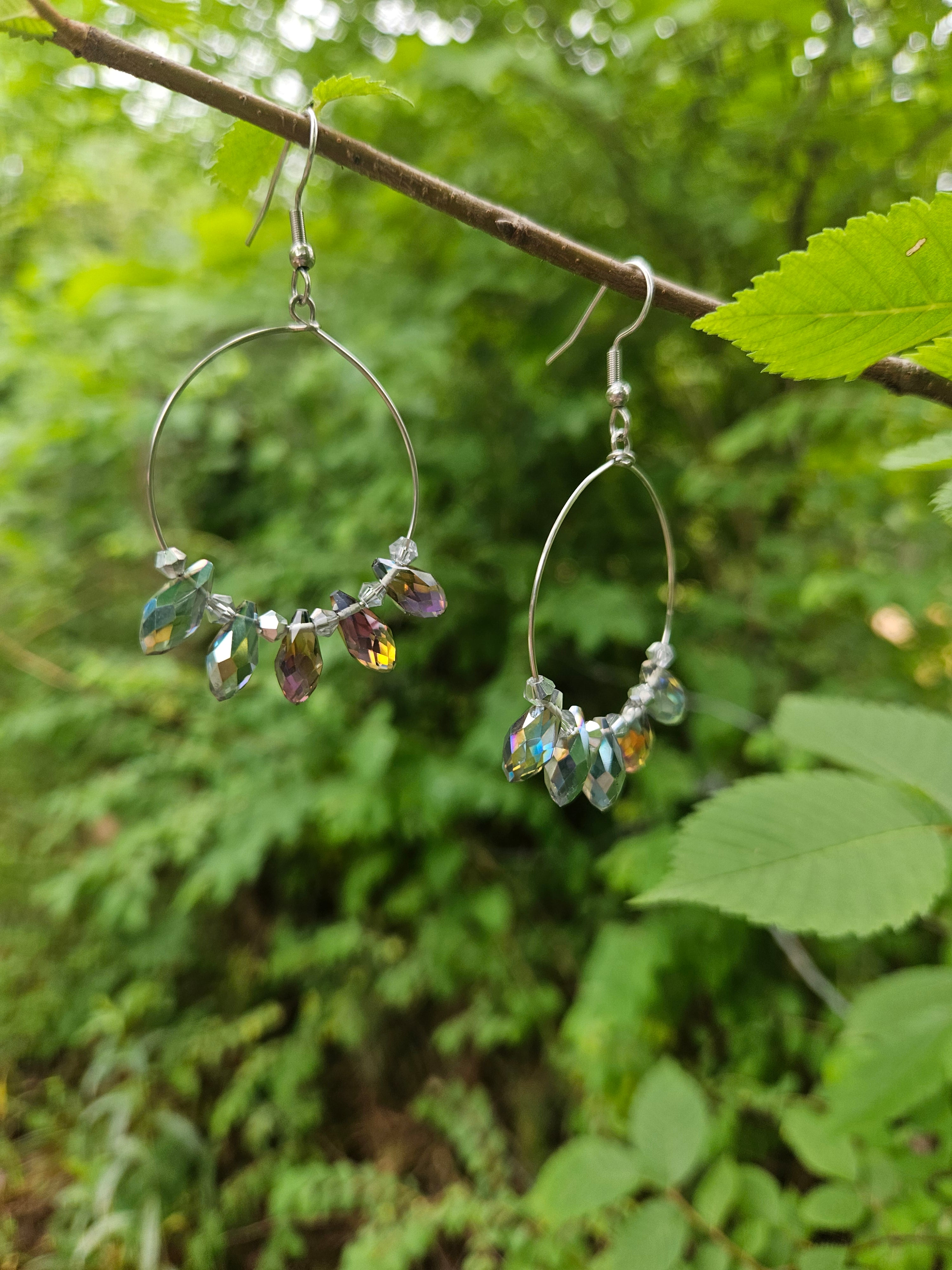 Crystal tear drop hoop earrings