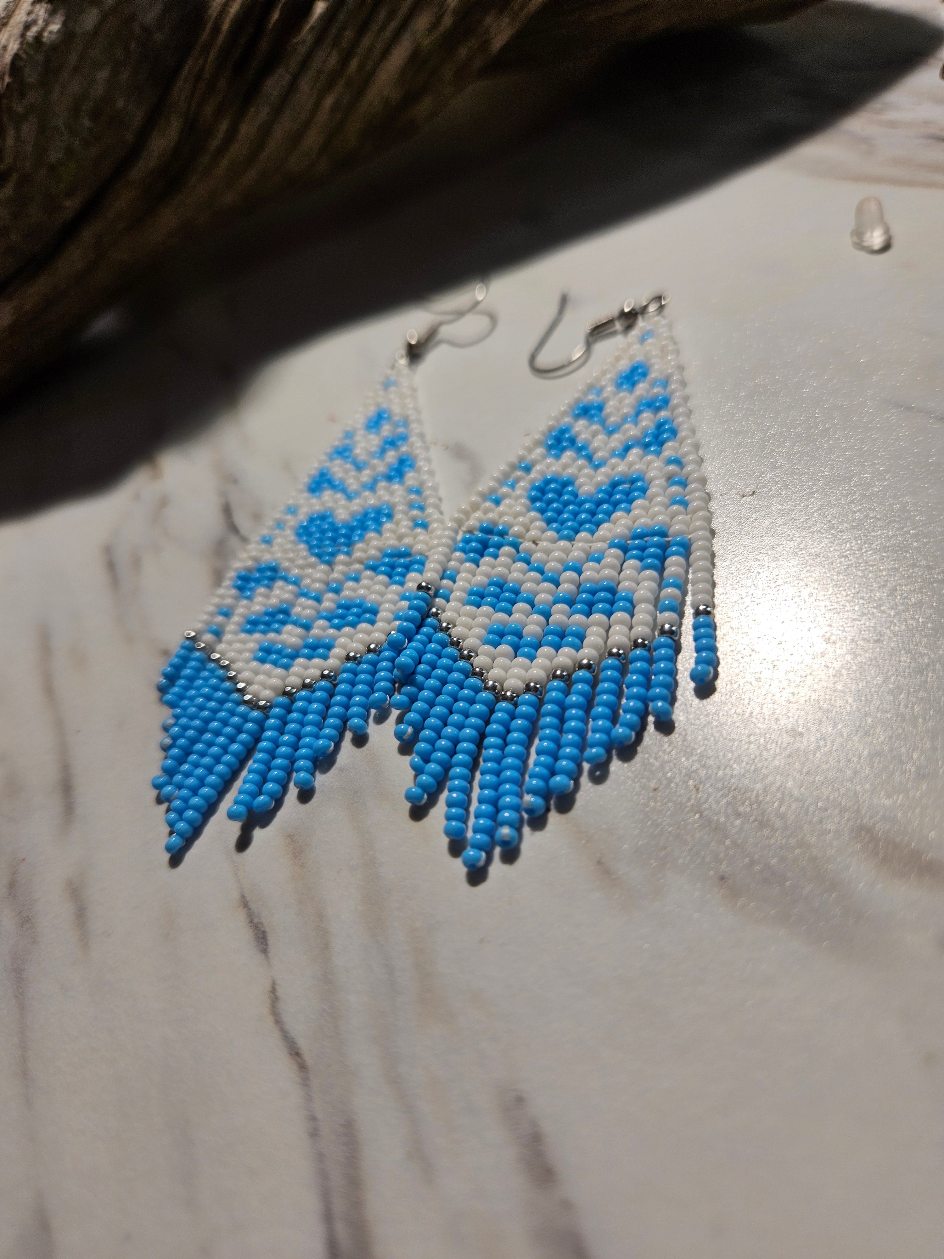 Cloud and sky fringe earrings