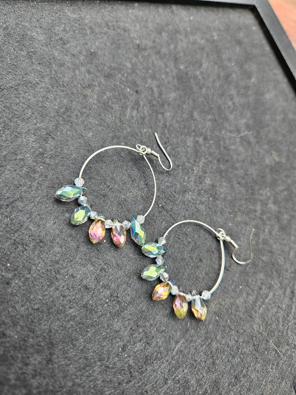 Crystal tear drop hoop earrings