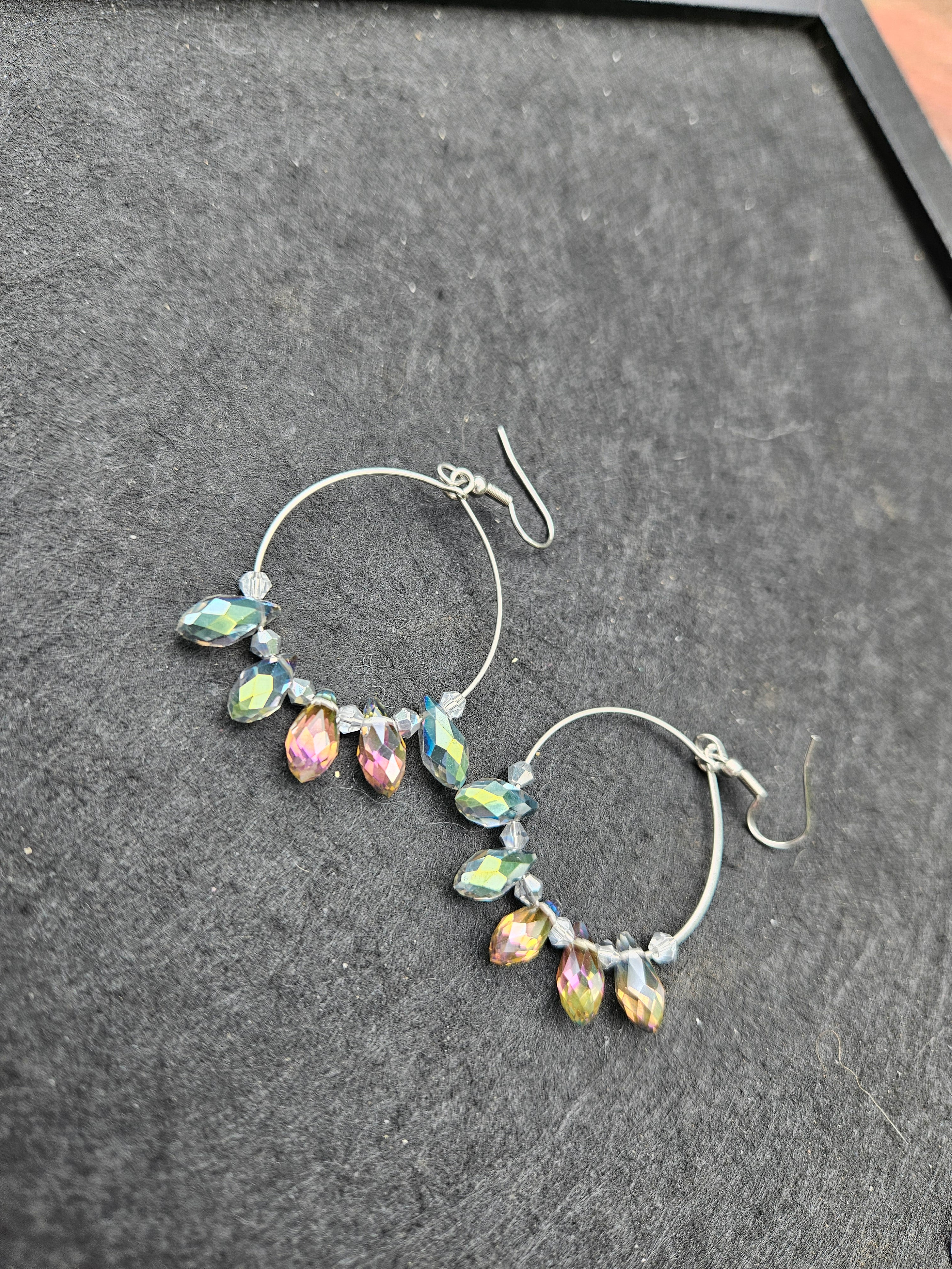 Crystal tear drop hoop earrings