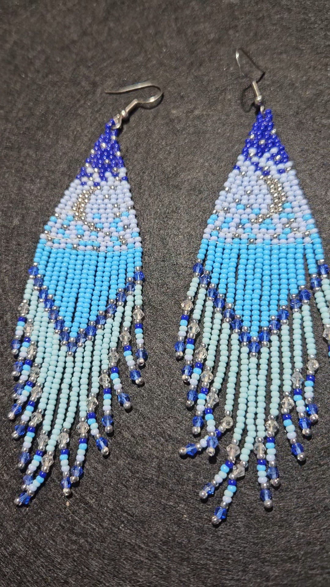 Moon and stars fringe earrings