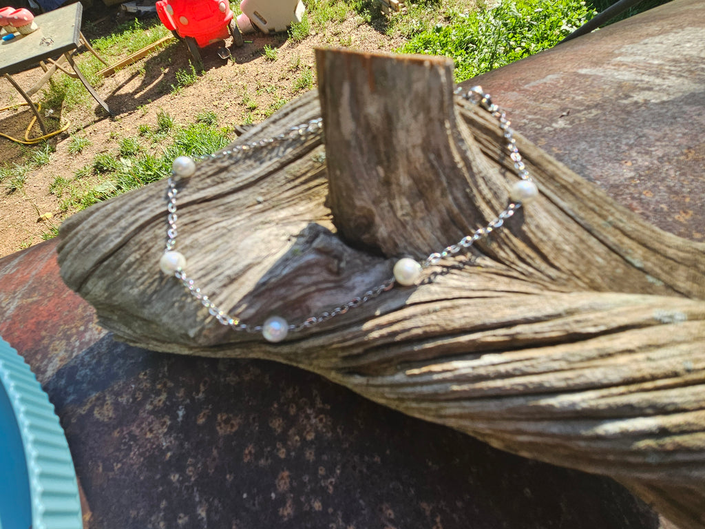 Freshwater Pearl Anklet – Minimalist Beaded Anklet