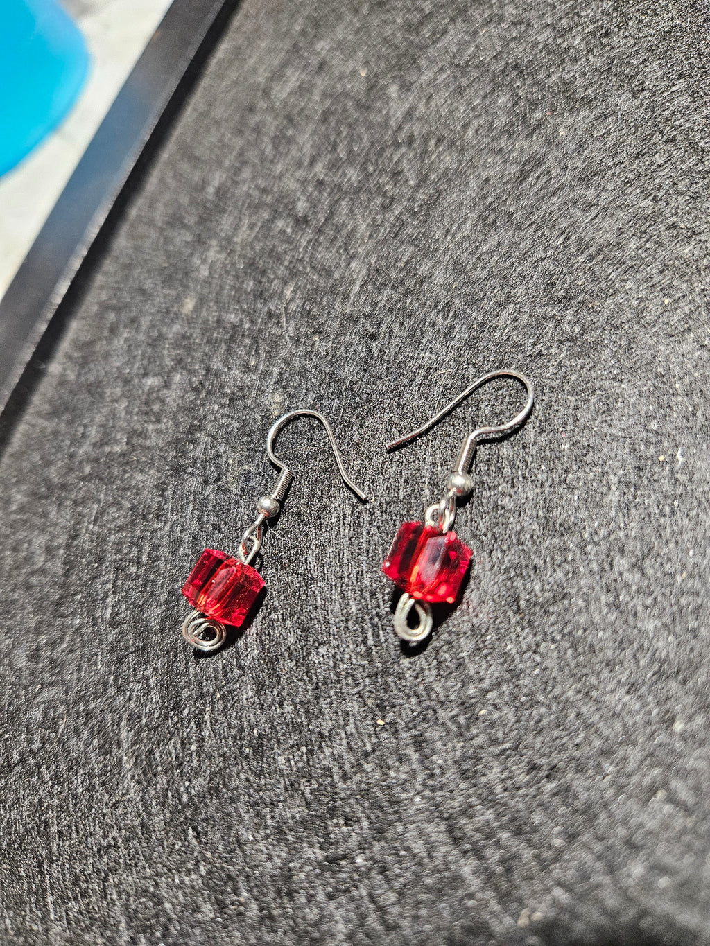 Red dangle earrings