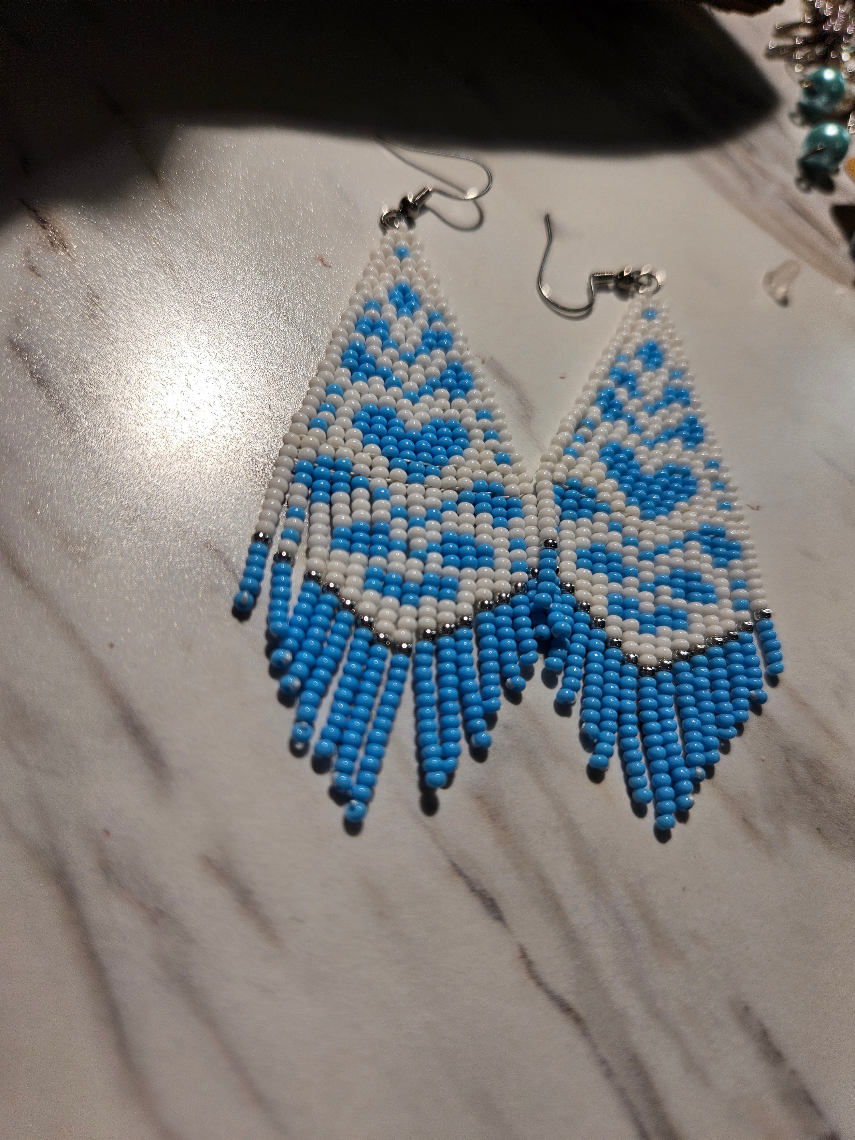 Cloud and sky fringe earrings