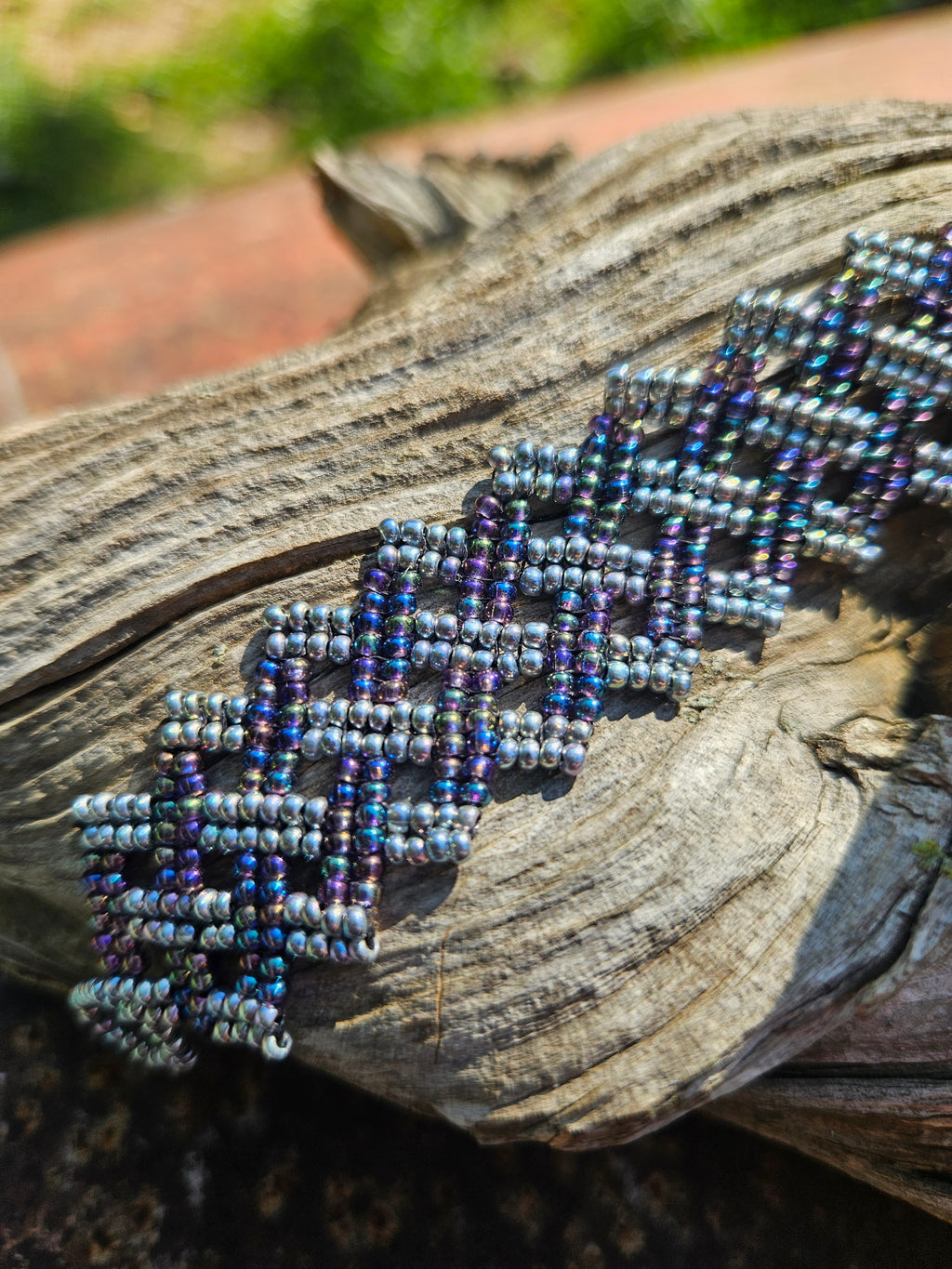 Midnight Aurora Beaded Cuff Bracelet