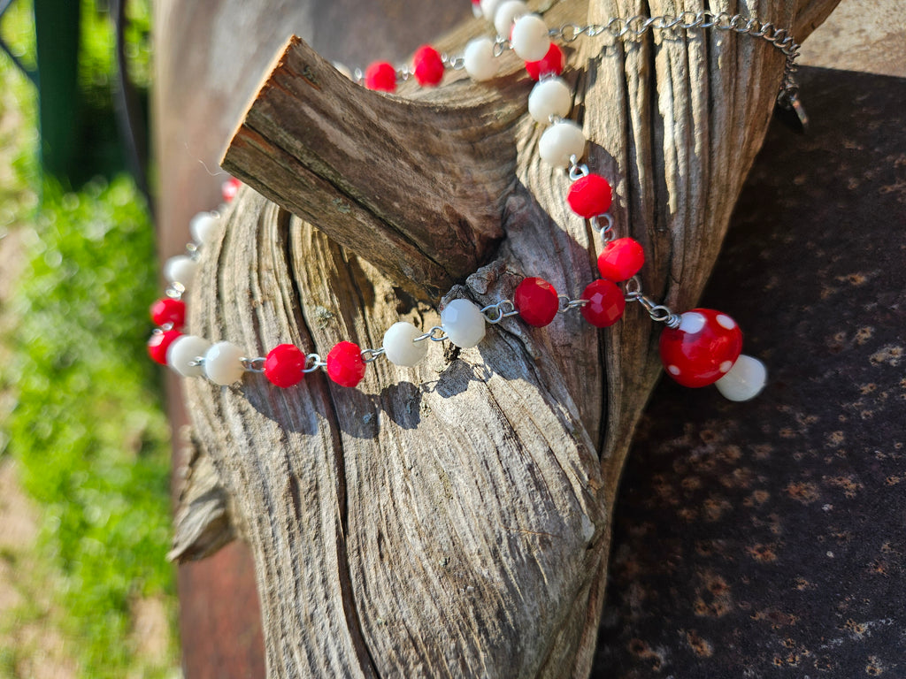Red & White Mushroom Charm Necklace