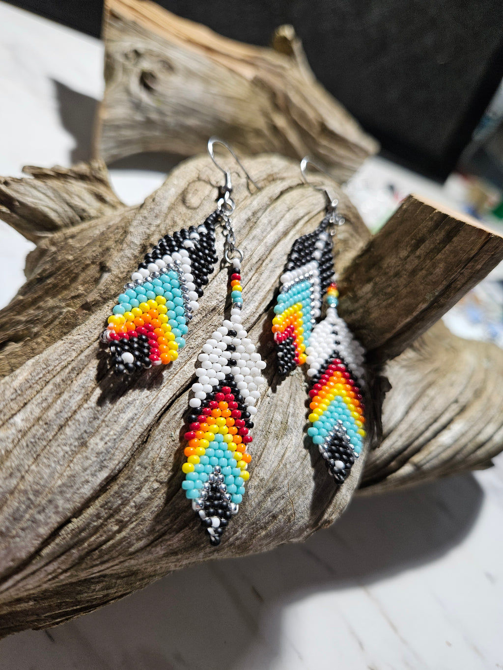 Native style feather earrings