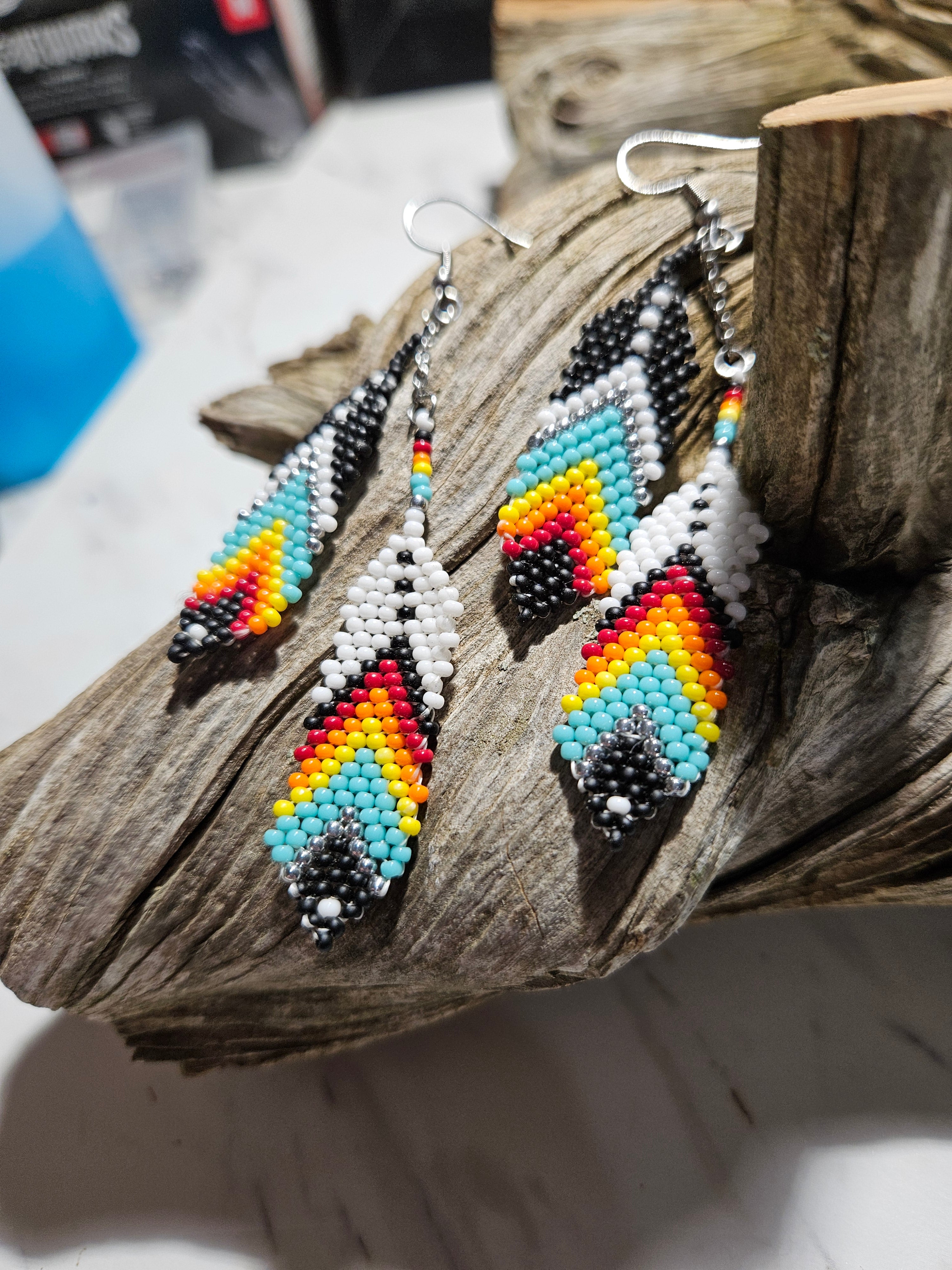 Native style feather earrings