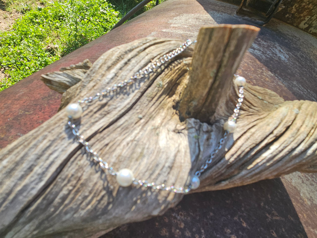 Freshwater Pearl Anklet – Minimalist Beaded Anklet