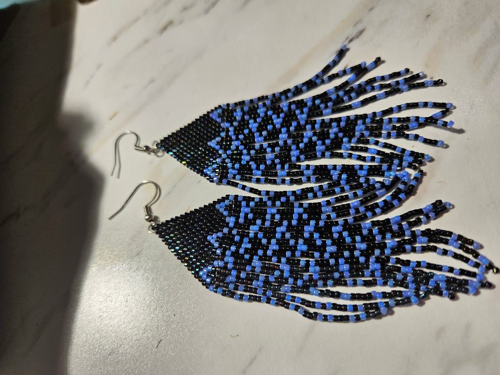 Midnight tide fringe earrings