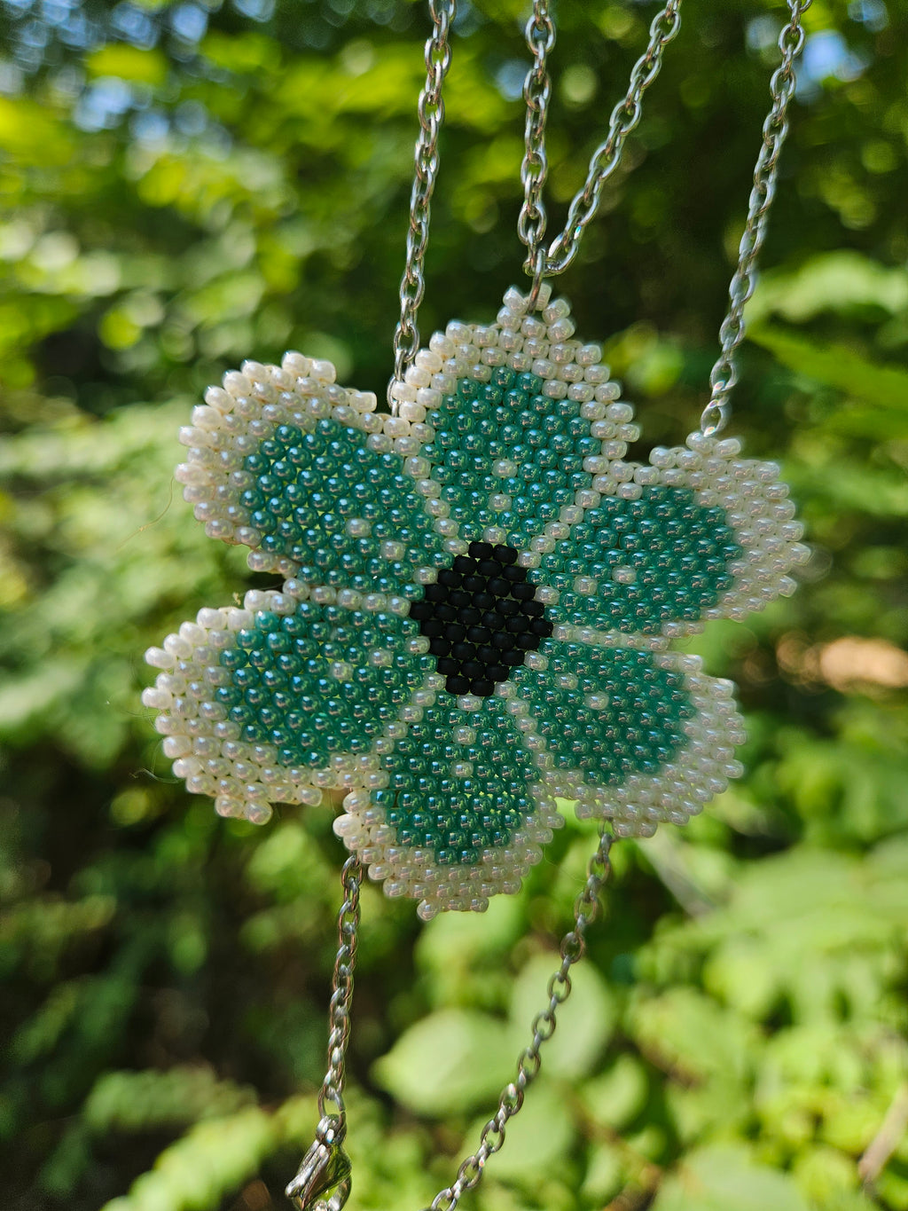 Mint Blossom Beaded Flower Necklace
