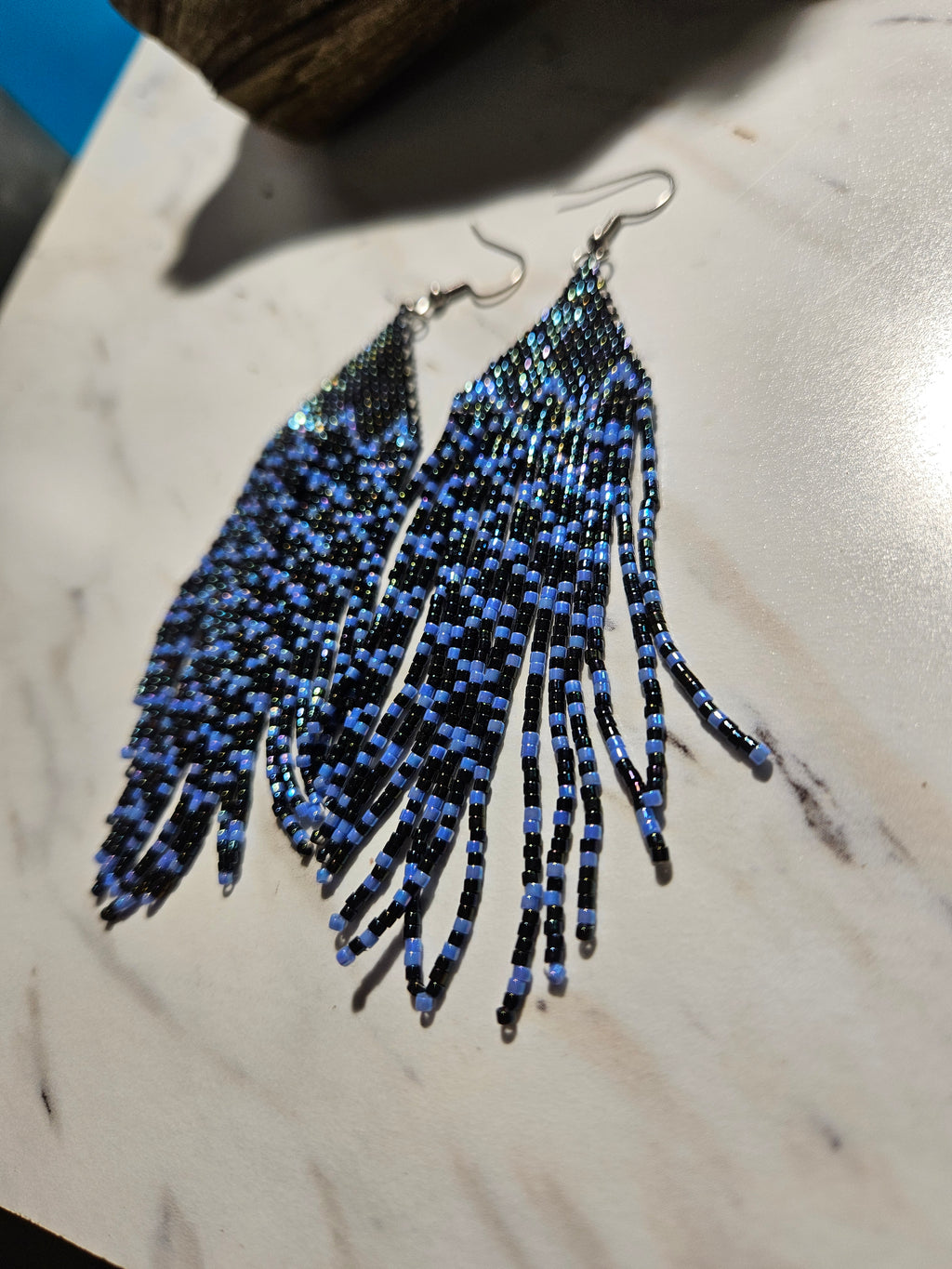 Midnight tide fringe earrings