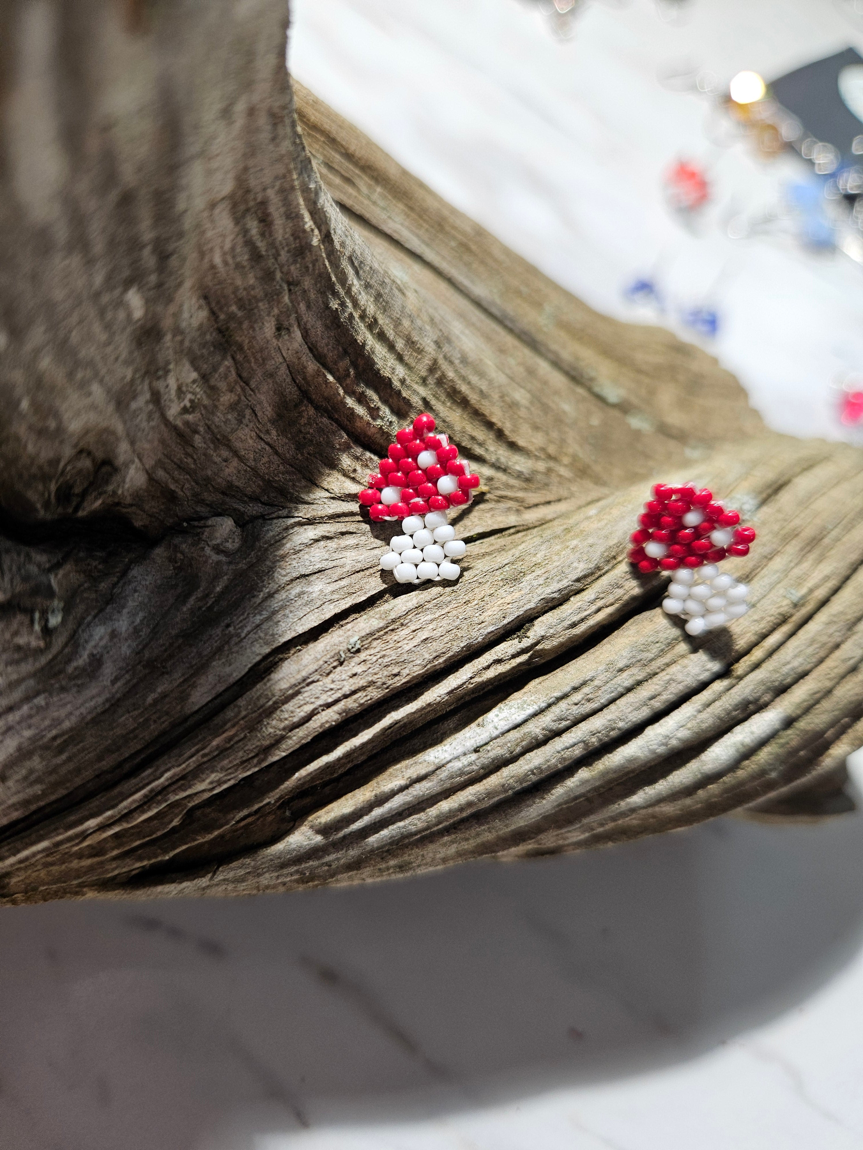 Red mushroom earrings