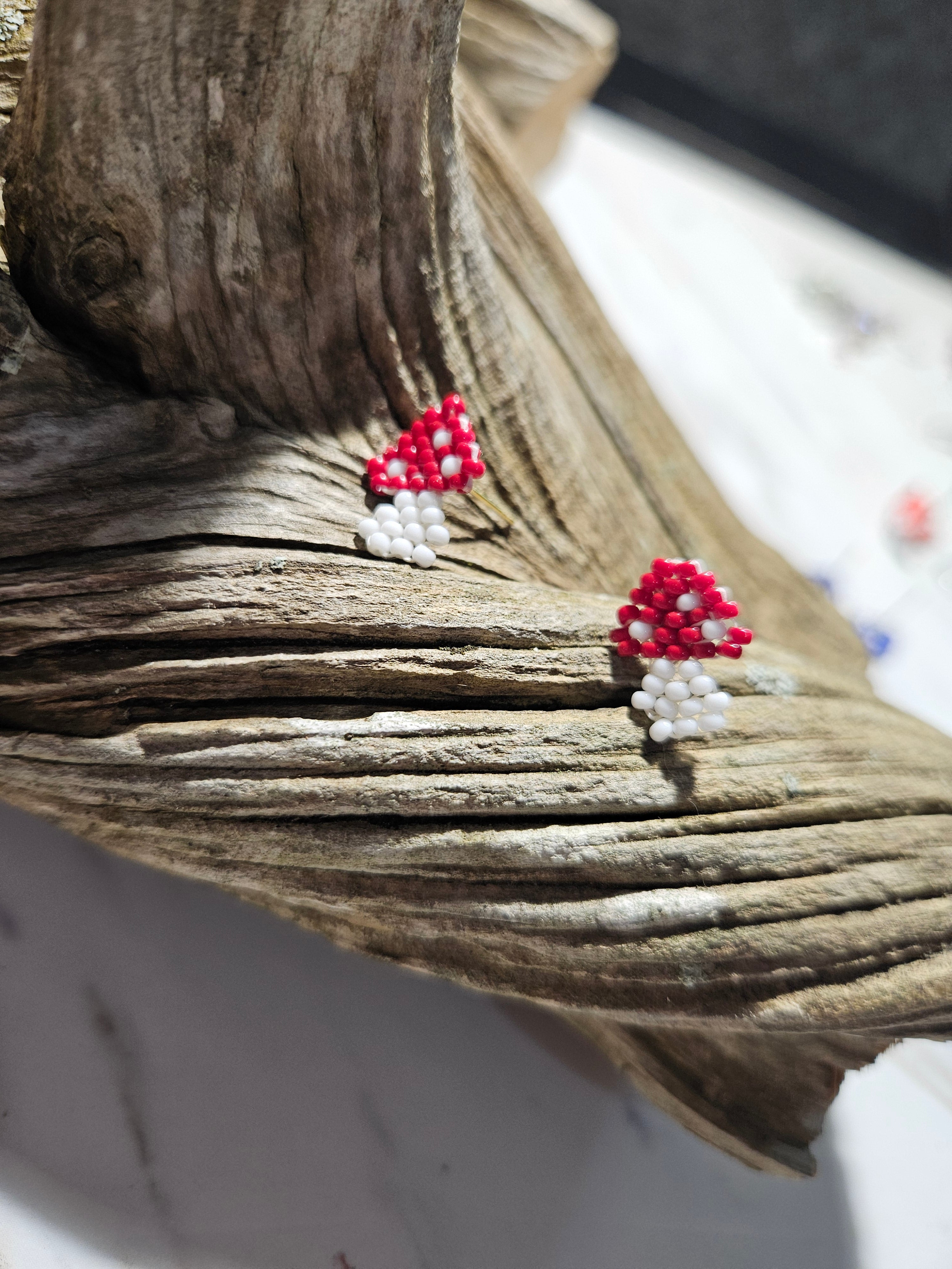 Red mushroom earrings