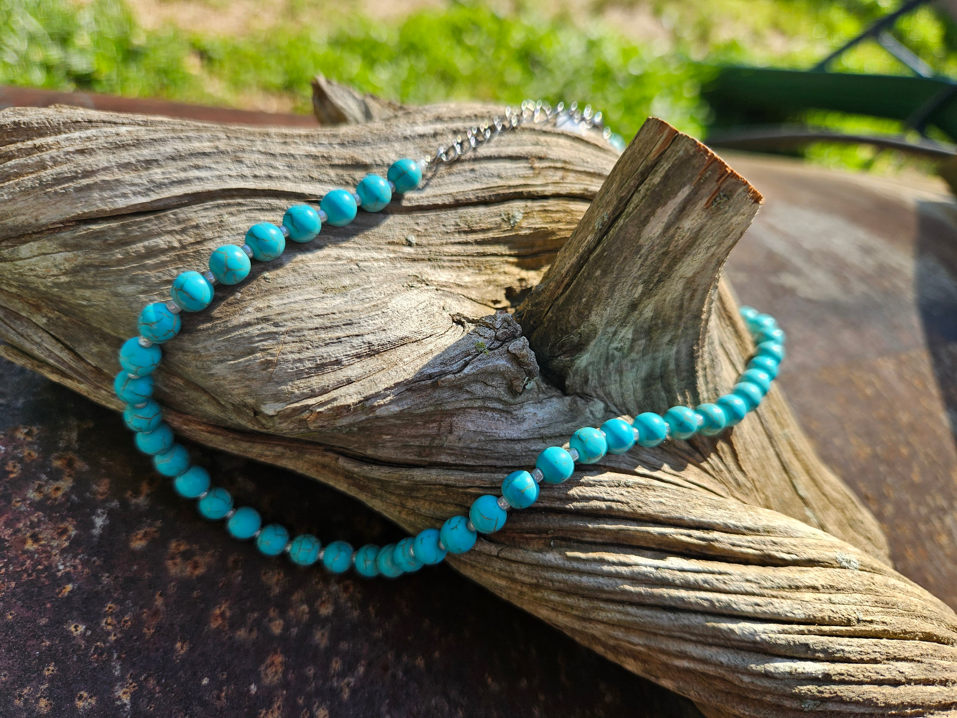 Teal Turquoise-Inspired Choker Necklace
