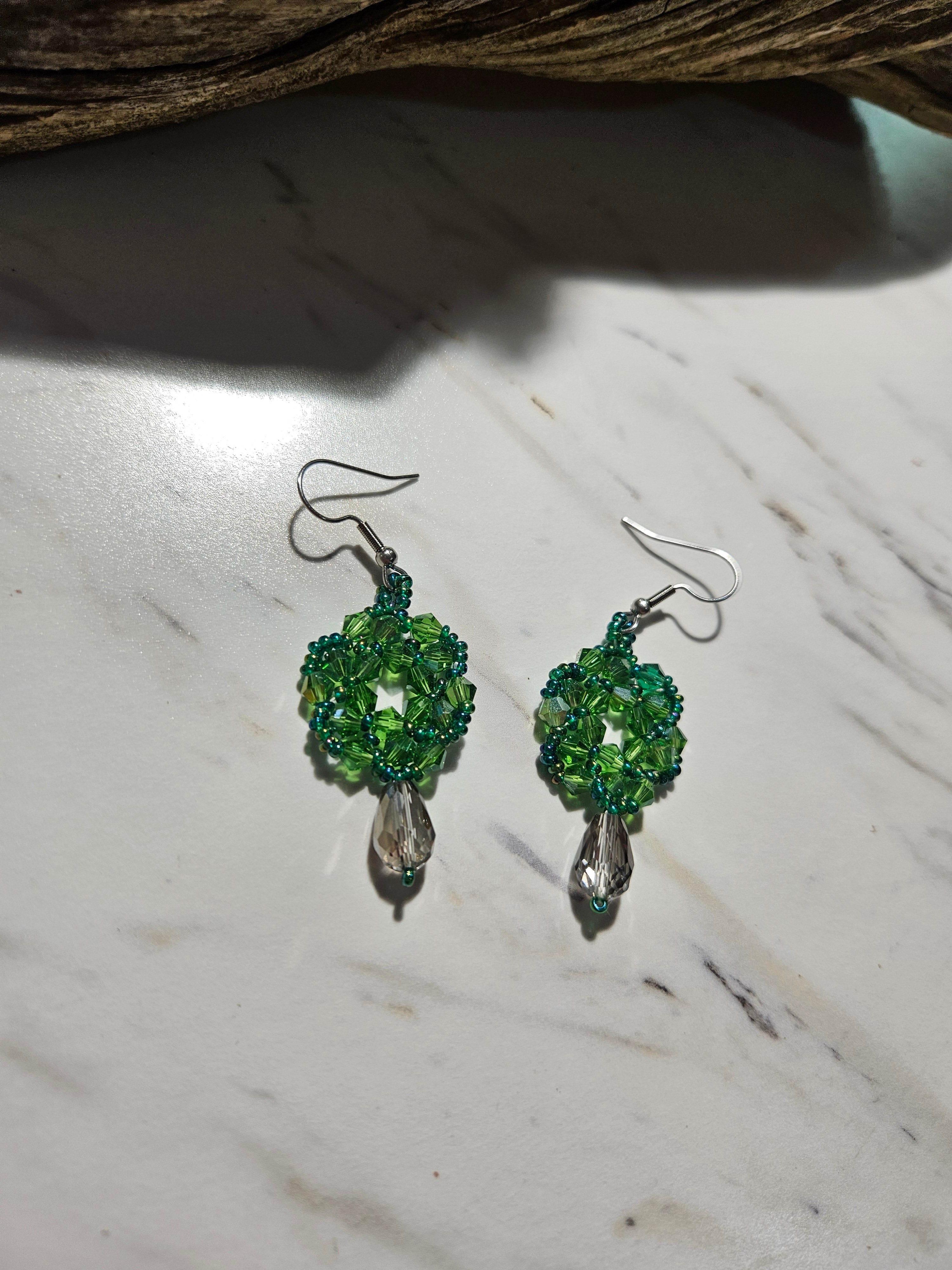Forrest green swirl dangle earrings