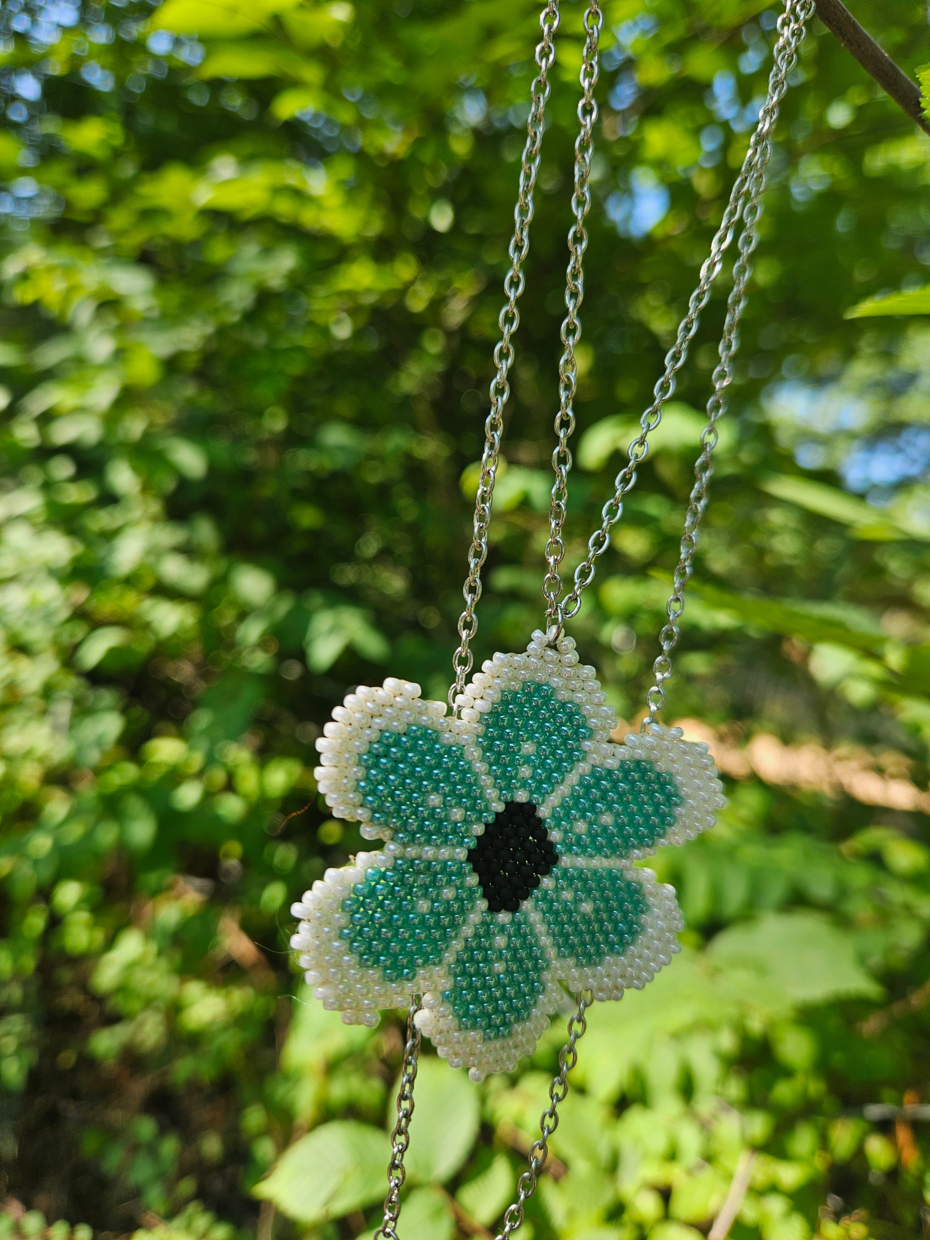 Mint Blossom Beaded Flower Necklace