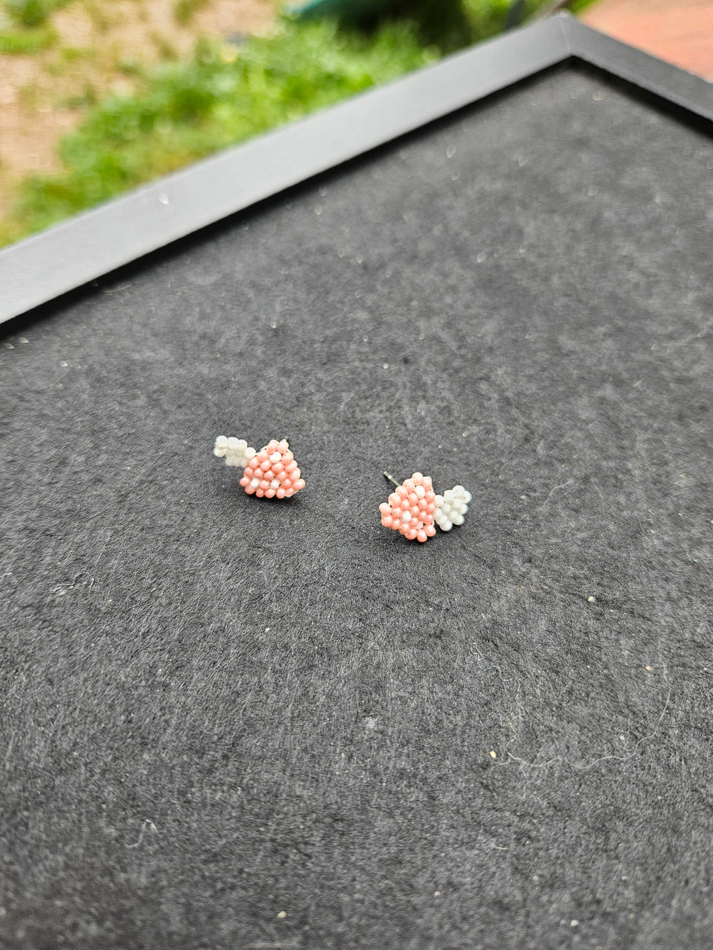 Pink Mushroom stud earrings