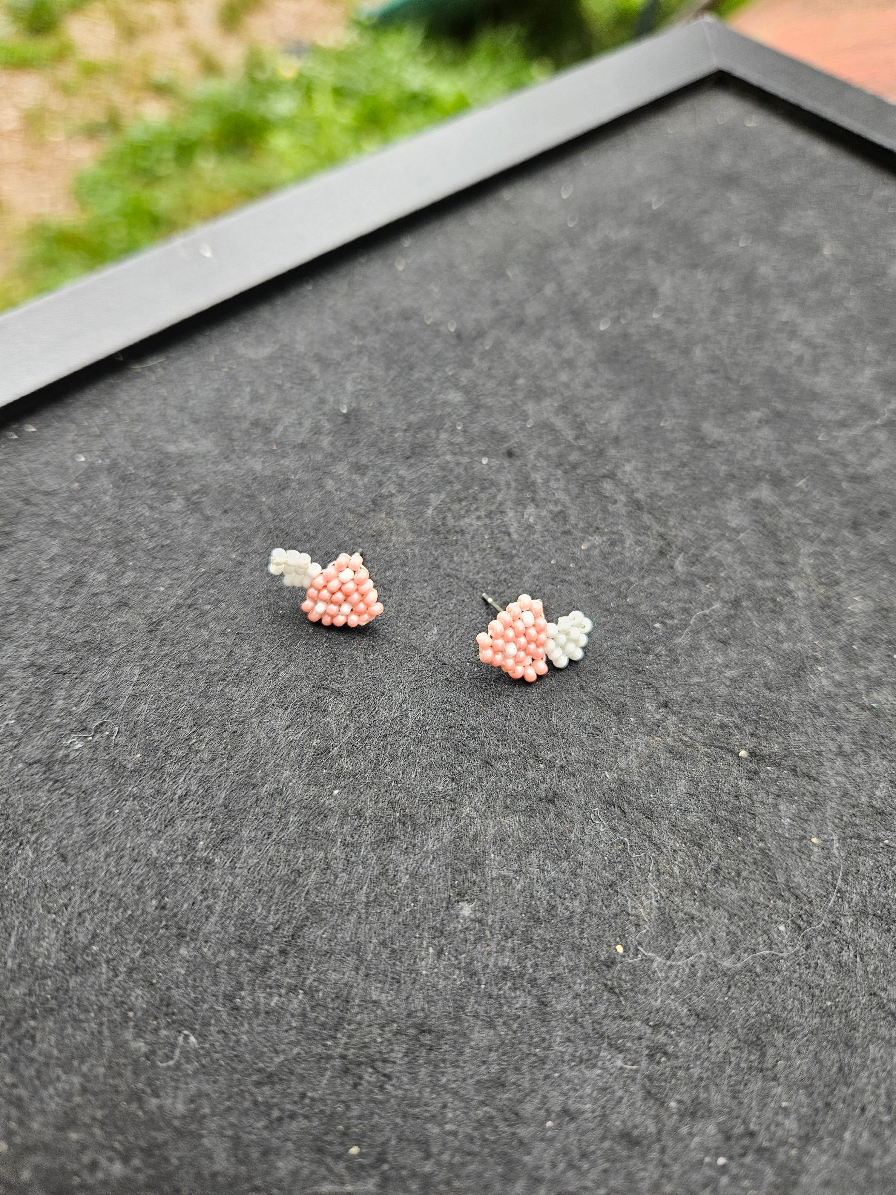 Pink Mushroom stud earrings