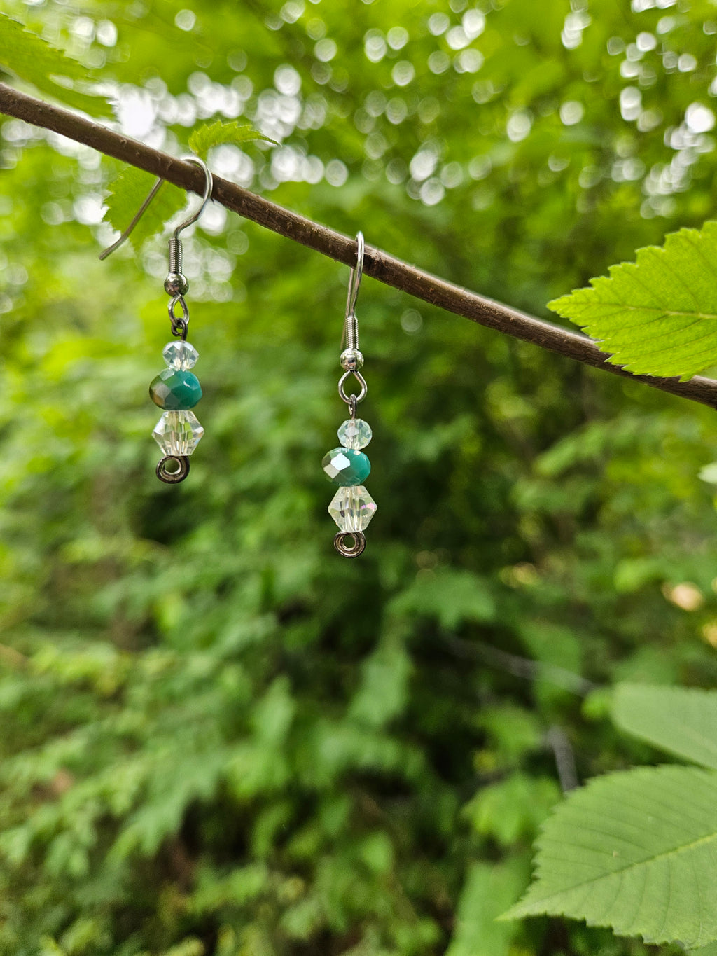 Teal dangle earrings