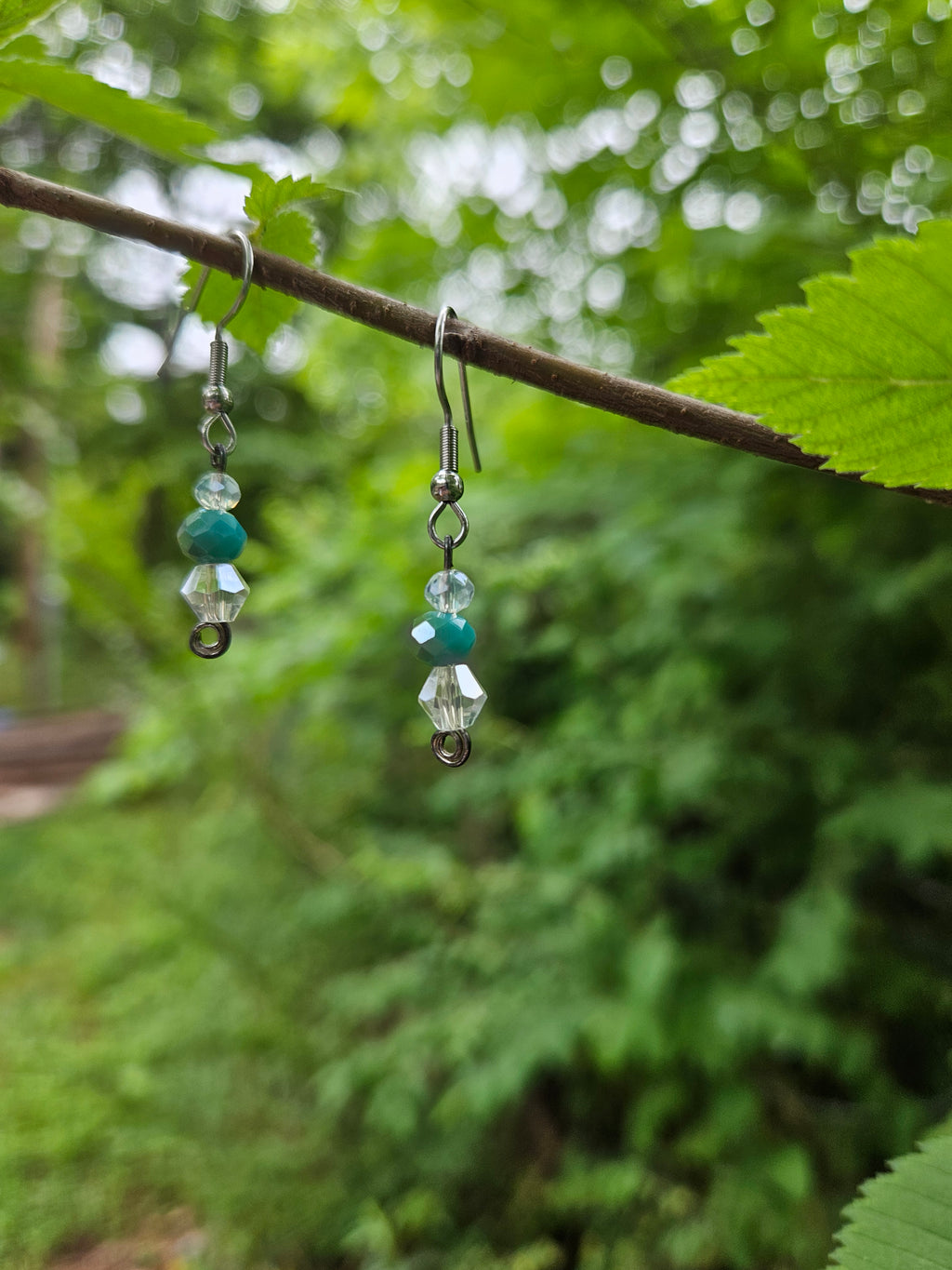 Teal dangle earrings