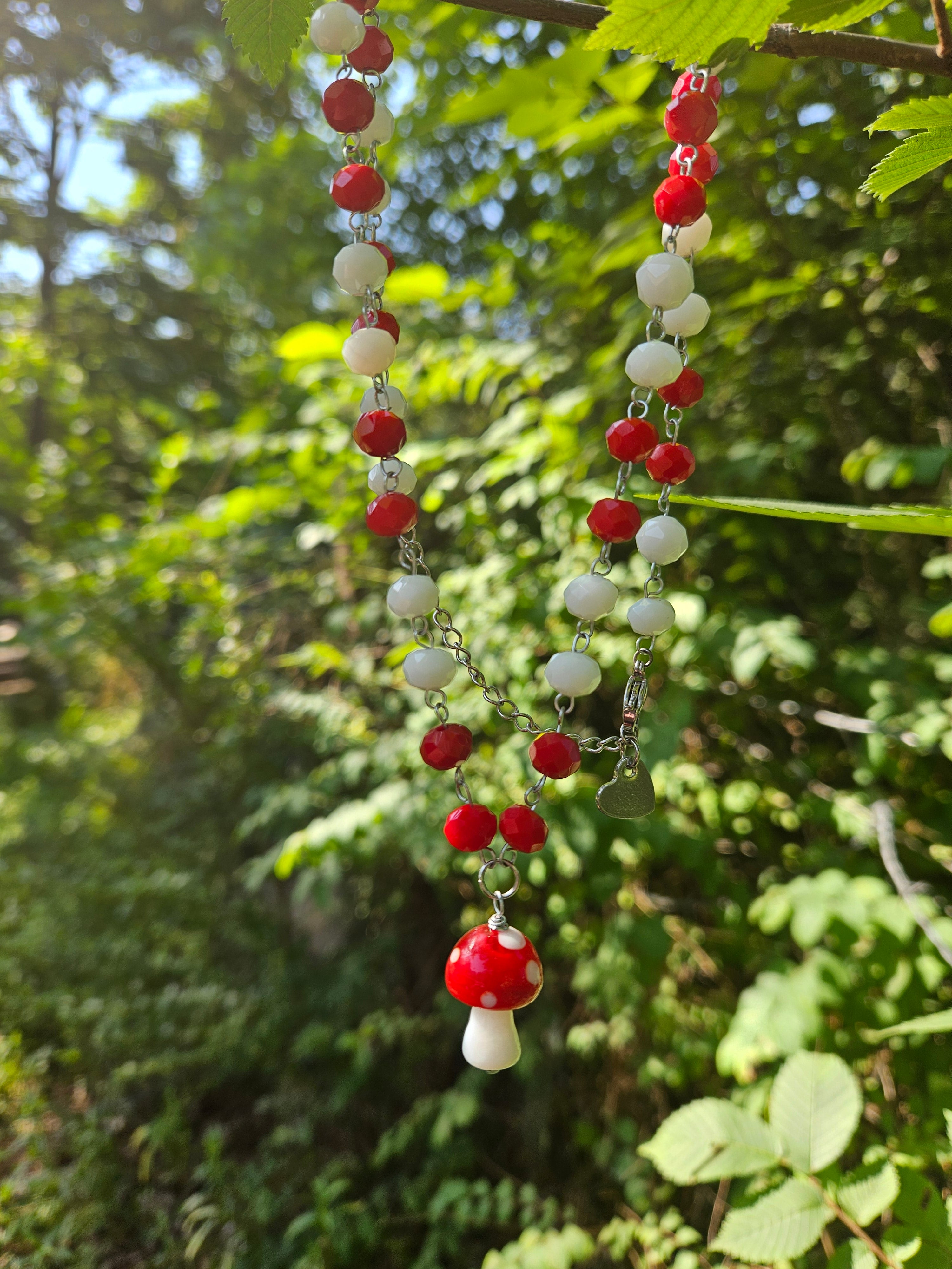 Red & White Mushroom Charm Necklace