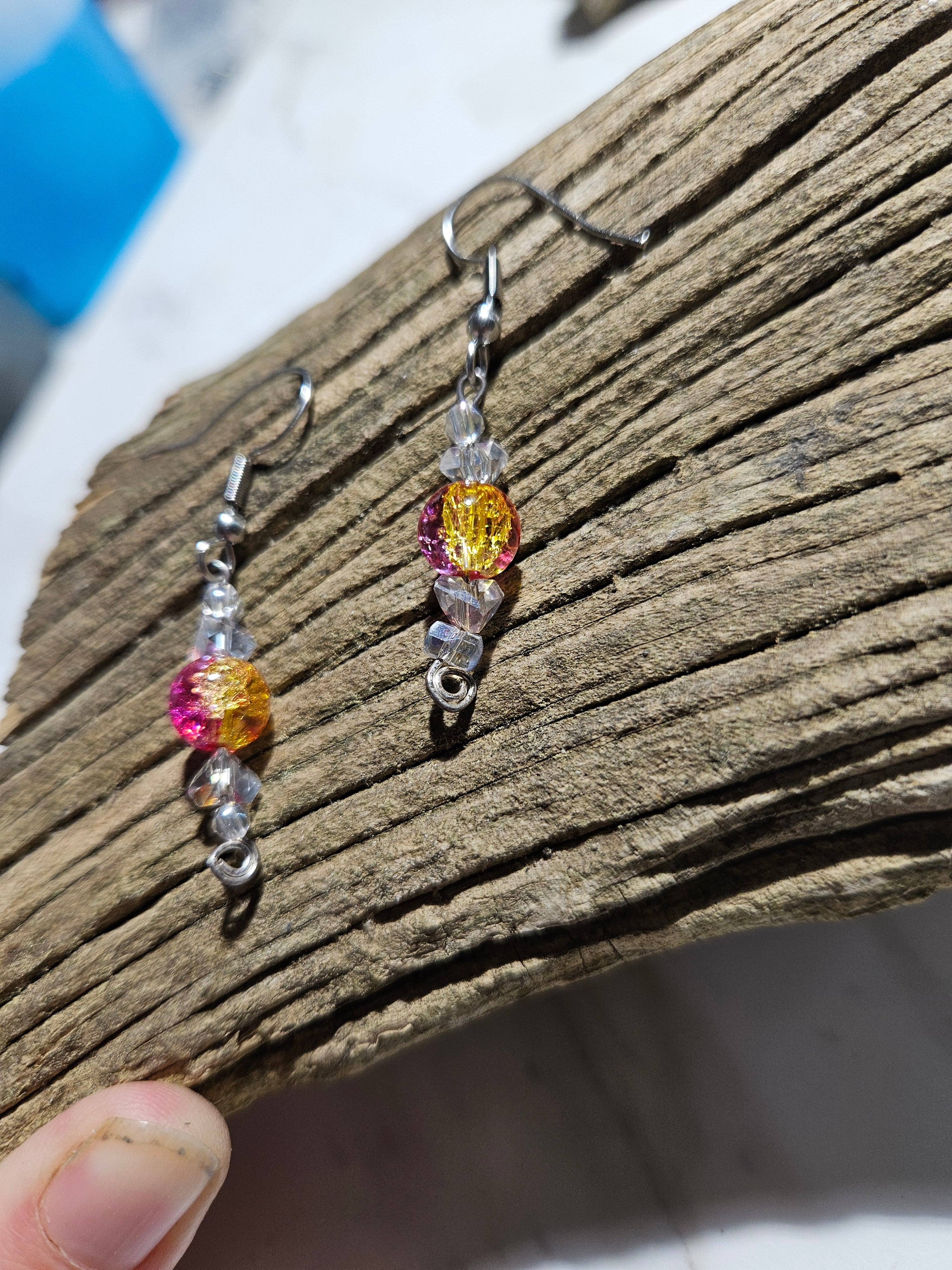Pink lemonaide dangle earrings