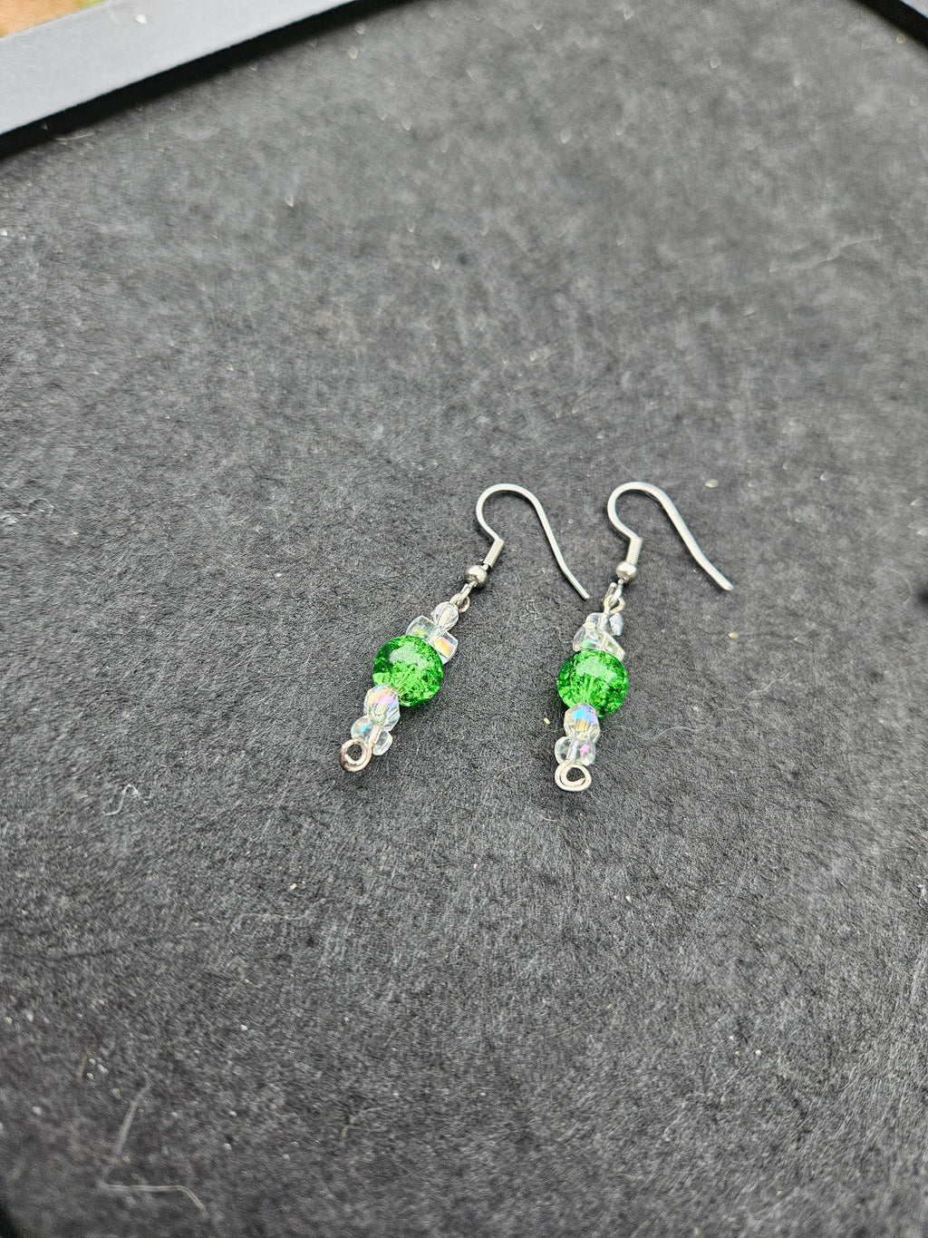 Green dangle earring
