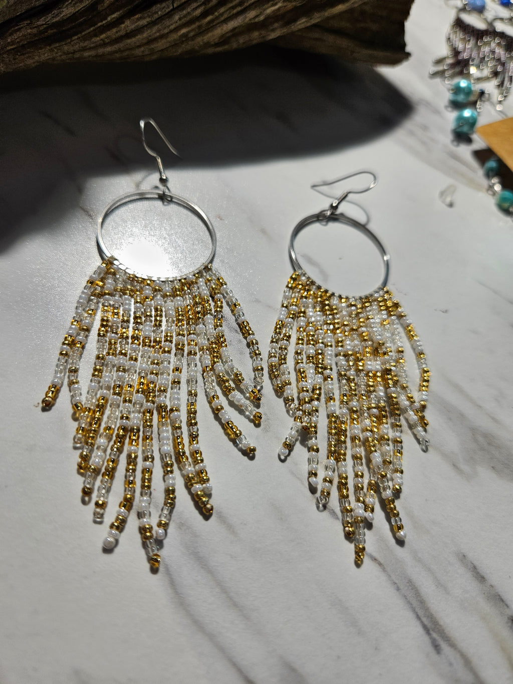 Golden sky fringe earrings