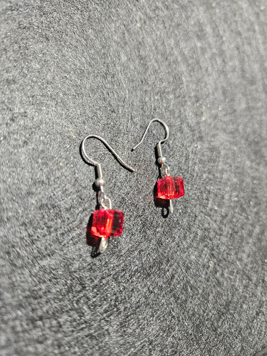 Red dangle earrings